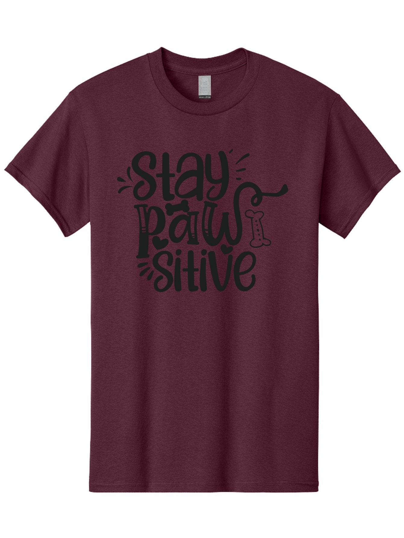 Stay-Paw-Sitive Men'S Graphic Tee, 100% Cotton, Comfortable Casual Summer Wear, Machine Washable, Dog Lover Quote, Positivity, Motivational Phrase, Paw Print, Dog Bones, Funny Dog Saying, Inspirational Quote, Pet Love, Stay Positive Aad482 5