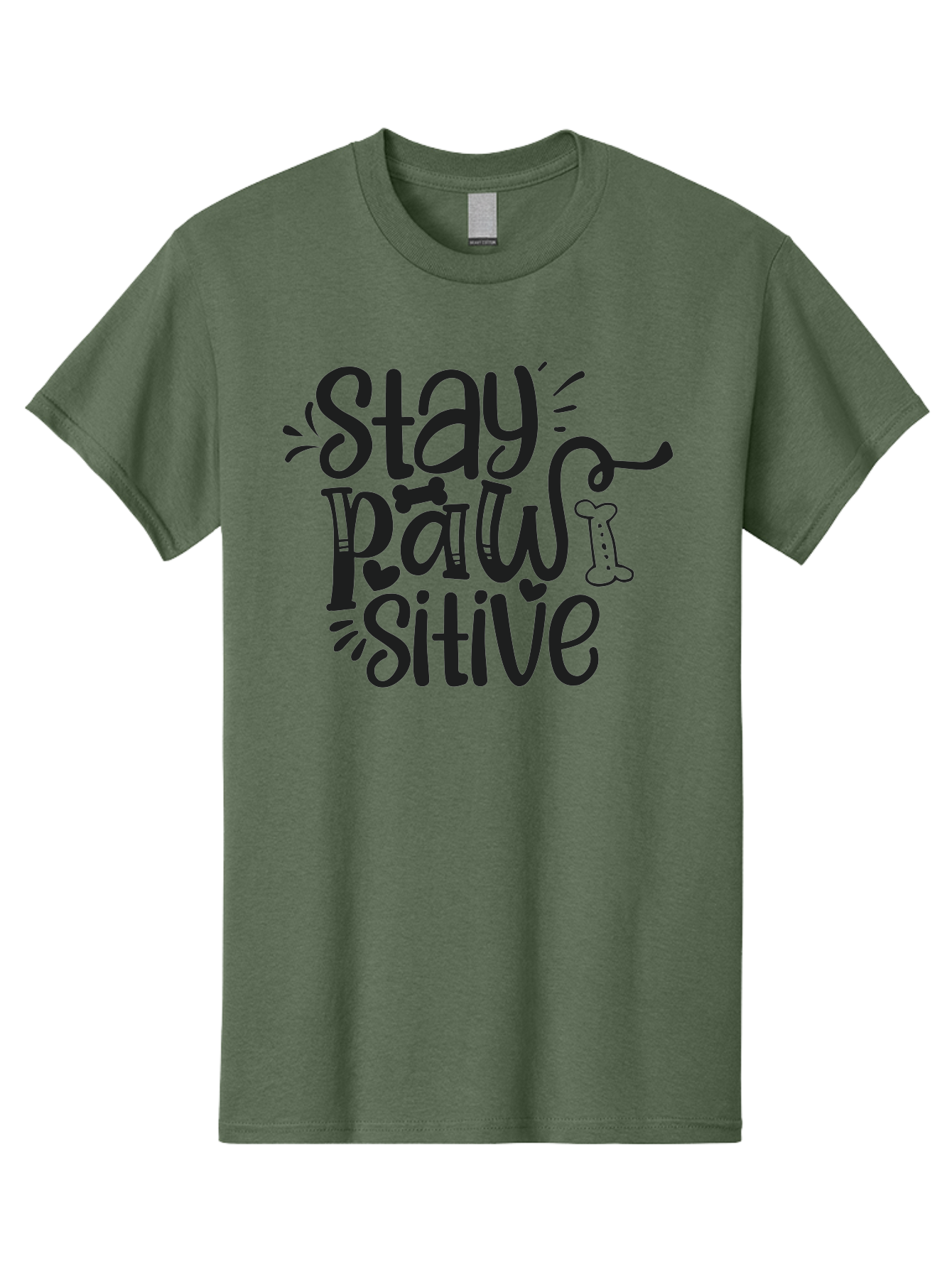 Stay-Paw-Sitive Men'S Graphic Tee, 100% Cotton, Comfortable Casual Summer Wear, Machine Washable, Dog Lover Quote, Positivity, Motivational Phrase, Paw Print, Dog Bones, Funny Dog Saying, Inspirational Quote, Pet Love, Stay Positive Aad482 19