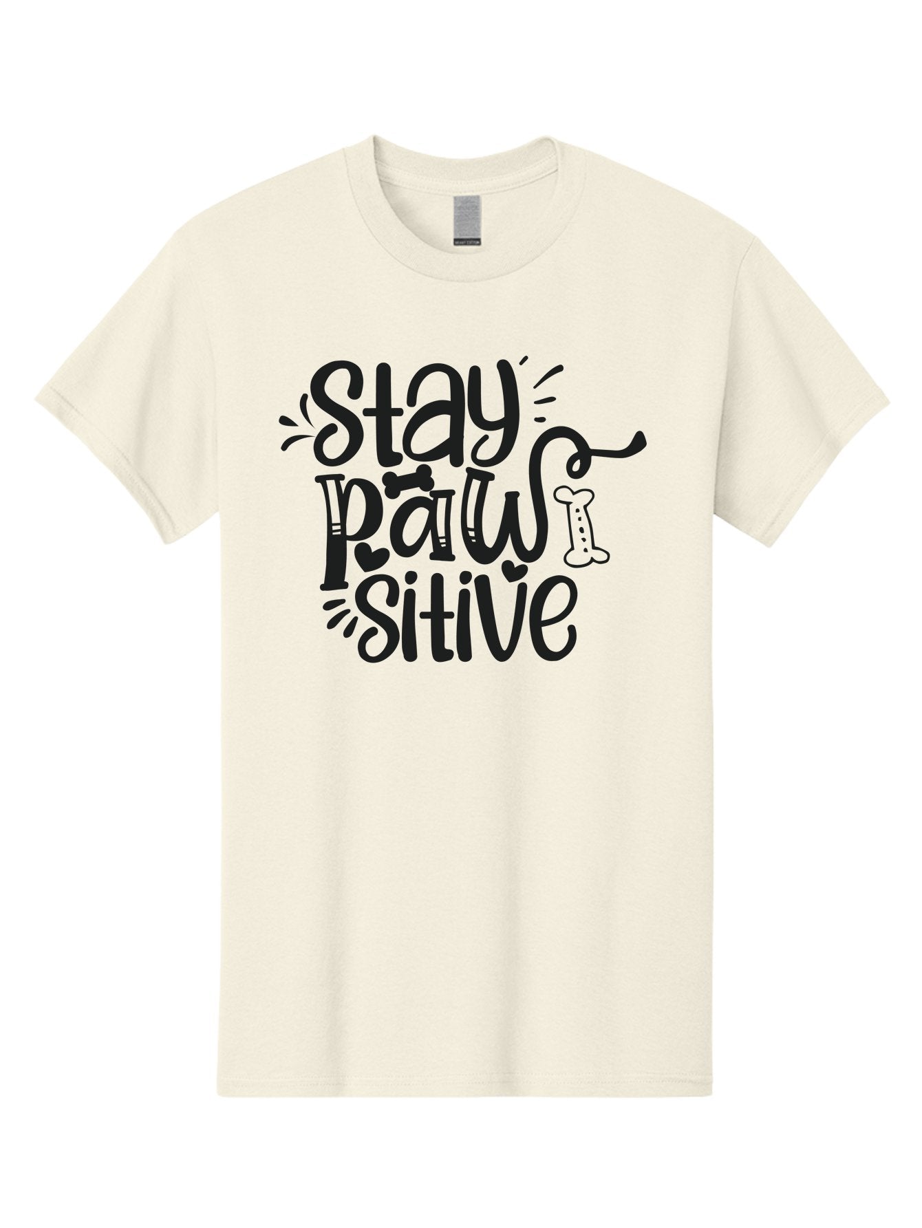 Stay-Paw-Sitive Men'S Graphic Tee, 100% Cotton, Comfortable Casual Summer Wear, Machine Washable, Dog Lover Quote, Positivity, Motivational Phrase, Paw Print, Dog Bones, Funny Dog Saying, Inspirational Quote, Pet Love, Stay Positive Aad482 13