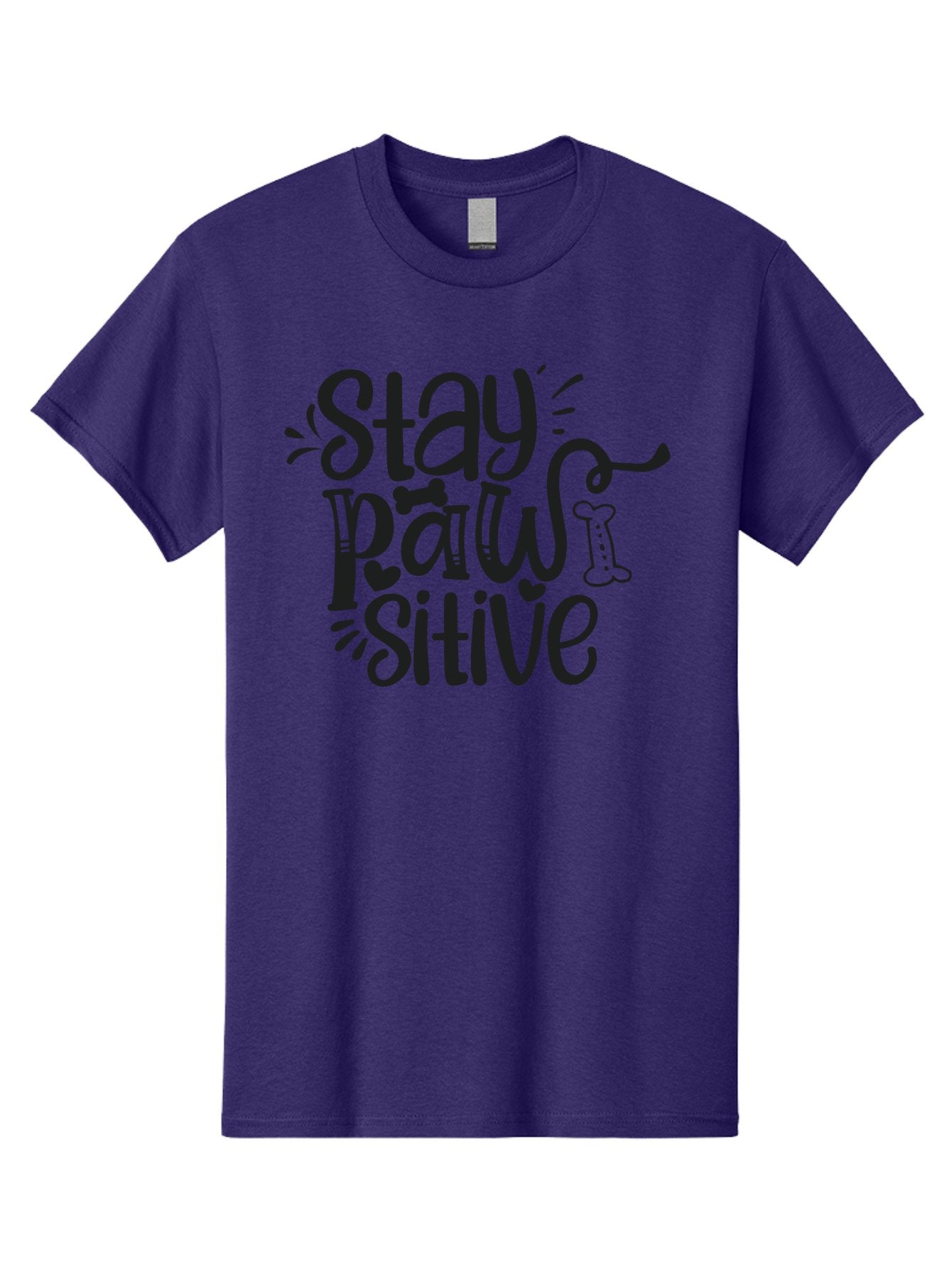 Stay-Paw-Sitive Men'S Graphic Tee, 100% Cotton, Comfortable Casual Summer Wear, Machine Washable, Dog Lover Quote, Positivity, Motivational Phrase, Paw Print, Dog Bones, Funny Dog Saying, Inspirational Quote, Pet Love, Stay Positive Aad482 6