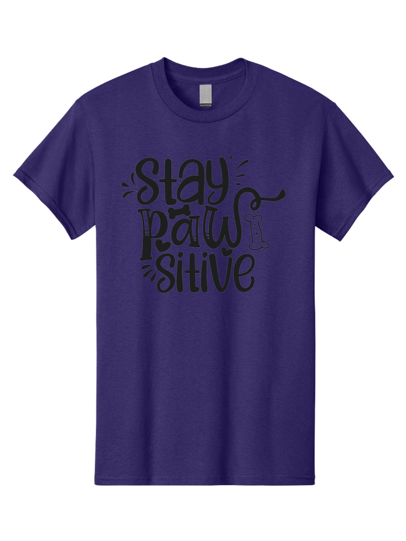 Stay-Paw-Sitive Men'S Graphic Tee, 100% Cotton, Comfortable Casual Summer Wear, Machine Washable, Dog Lover Quote, Positivity, Motivational Phrase, Paw Print, Dog Bones, Funny Dog Saying, Inspirational Quote, Pet Love, Stay Positive Aad482 13