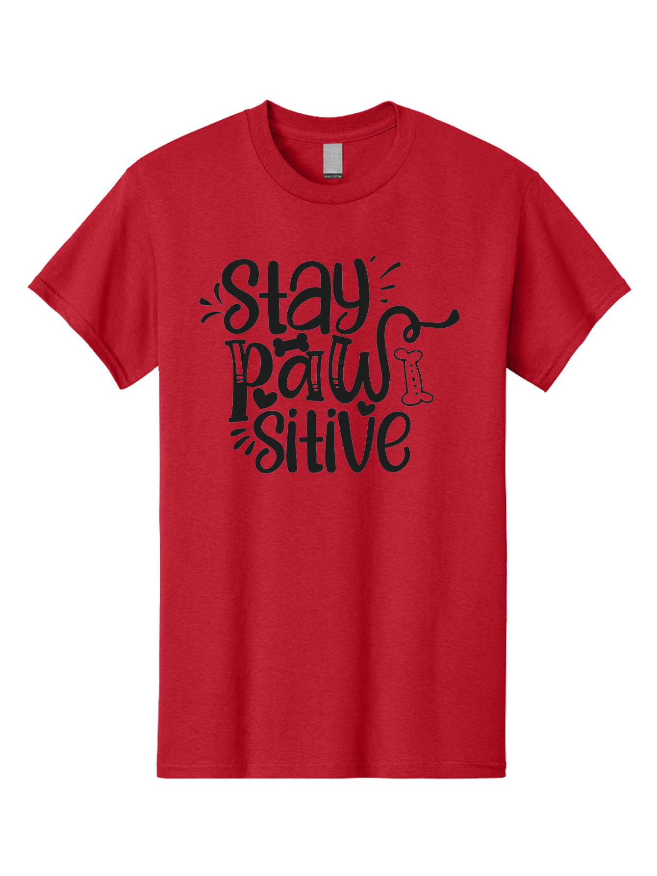 Stay-Paw-Sitive Men'S Graphic Tee, 100% Cotton, Comfortable Casual Summer Wear, Machine Washable, Dog Lover Quote, Positivity, Motivational Phrase, Paw Print, Dog Bones, Funny Dog Saying, Inspirational Quote, Pet Love, Stay Positive Aad482 3