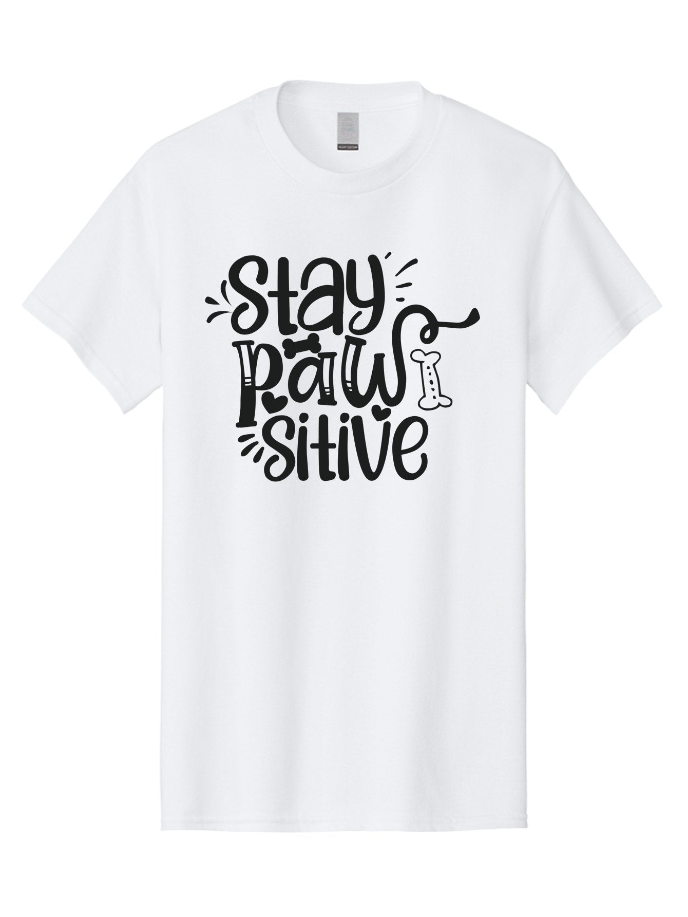 Stay-Paw-Sitive Men'S Graphic Tee, 100% Cotton, Comfortable Casual Summer Wear, Machine Washable, Dog Lover Quote, Positivity, Motivational Phrase, Paw Print, Dog Bones, Funny Dog Saying, Inspirational Quote, Pet Love, Stay Positive Aad482 10