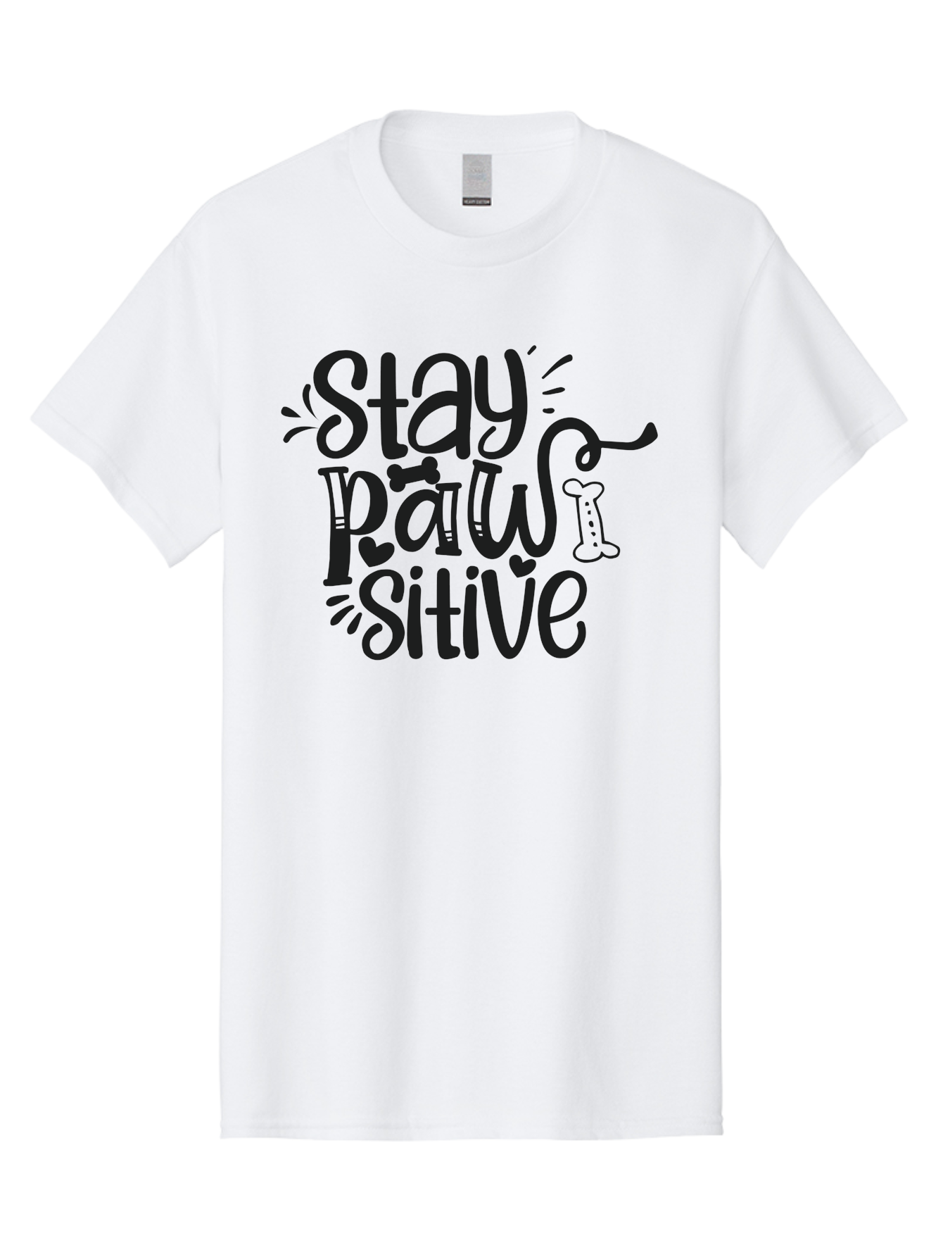 Stay-Paw-Sitive Men'S Graphic Tee, 100% Cotton, Comfortable Casual Summer Wear, Machine Washable, Dog Lover Quote, Positivity, Motivational Phrase, Paw Print, Dog Bones, Funny Dog Saying, Inspirational Quote, Pet Love, Stay Positive Aad482 27