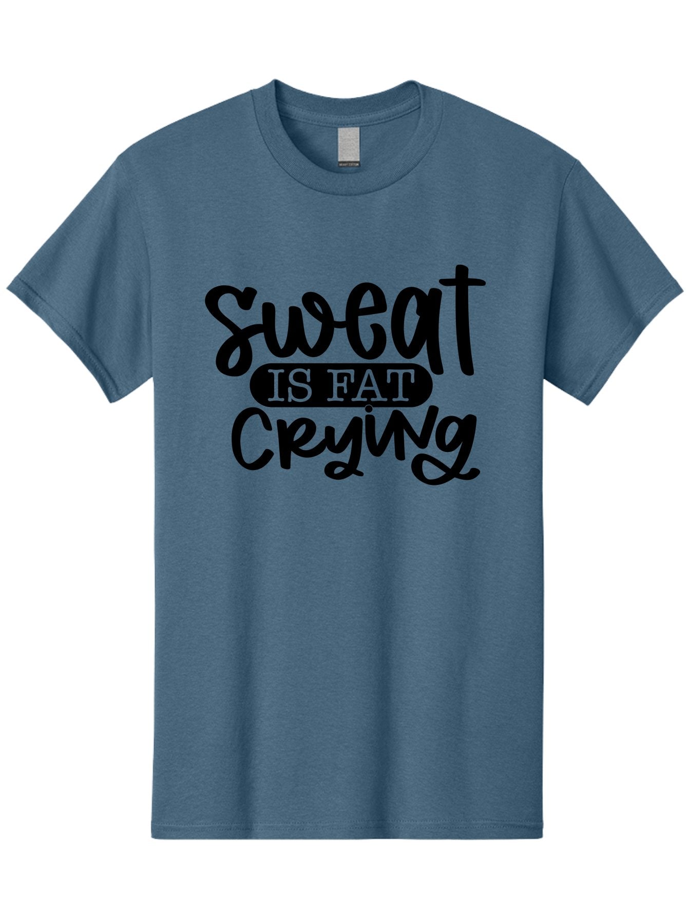 Sweat-Is-Fat-Crying Men'S Graphic Tee, 100% Cotton, Comfortable Casual Summer Wear, Machine Washable, Fitness Quote, Motivational Phrase, Workout Inspiration, Sweat Is Fat Crying, Gym Motivation, Weight Loss, Exercise Encouragement, Aad487 8
