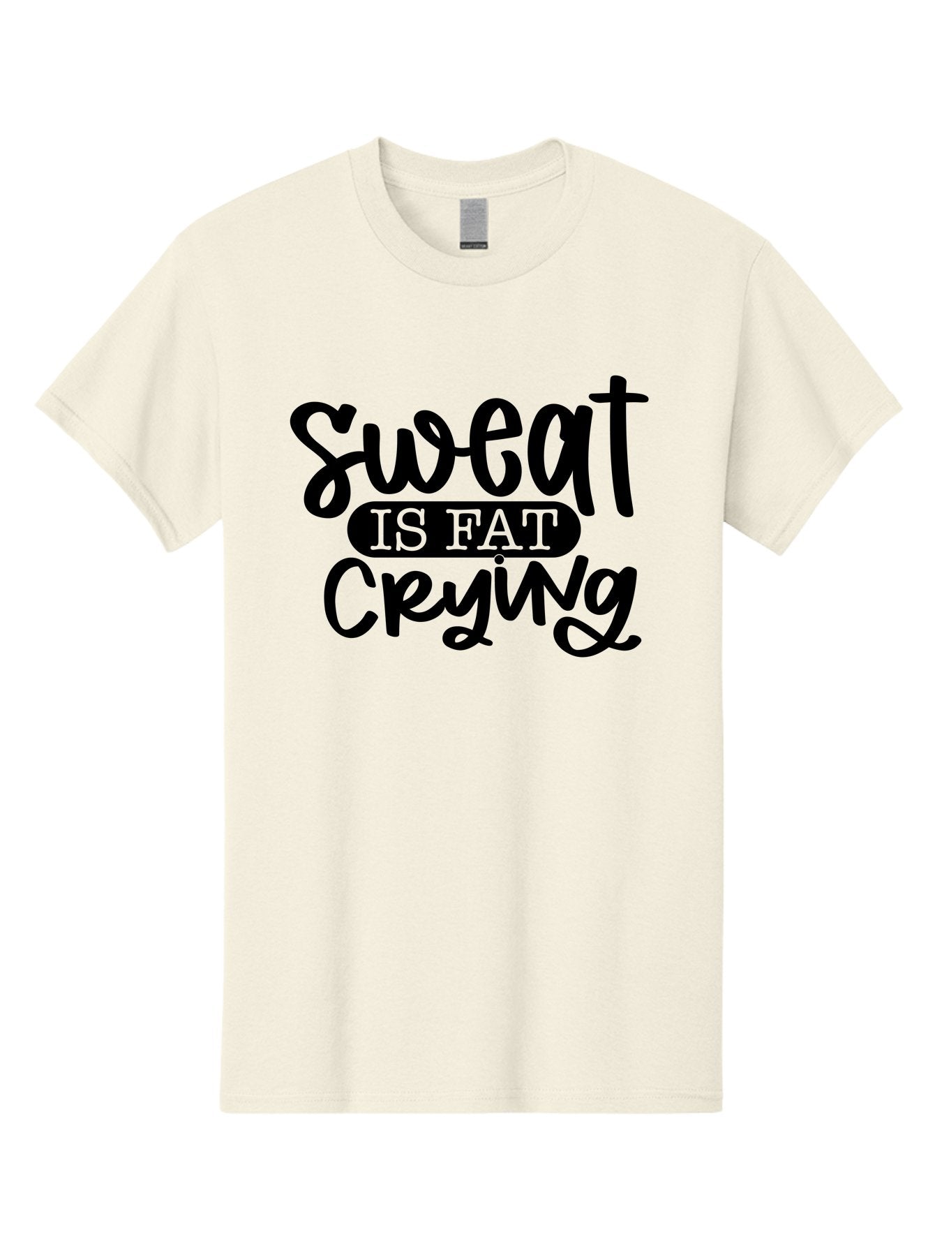 Sweat-Is-Fat-Crying Men'S Graphic Tee, 100% Cotton, Comfortable Casual Summer Wear, Machine Washable, Fitness Quote, Motivational Phrase, Workout Inspiration, Sweat Is Fat Crying, Gym Motivation, Weight Loss, Exercise Encouragement, Aad487 12