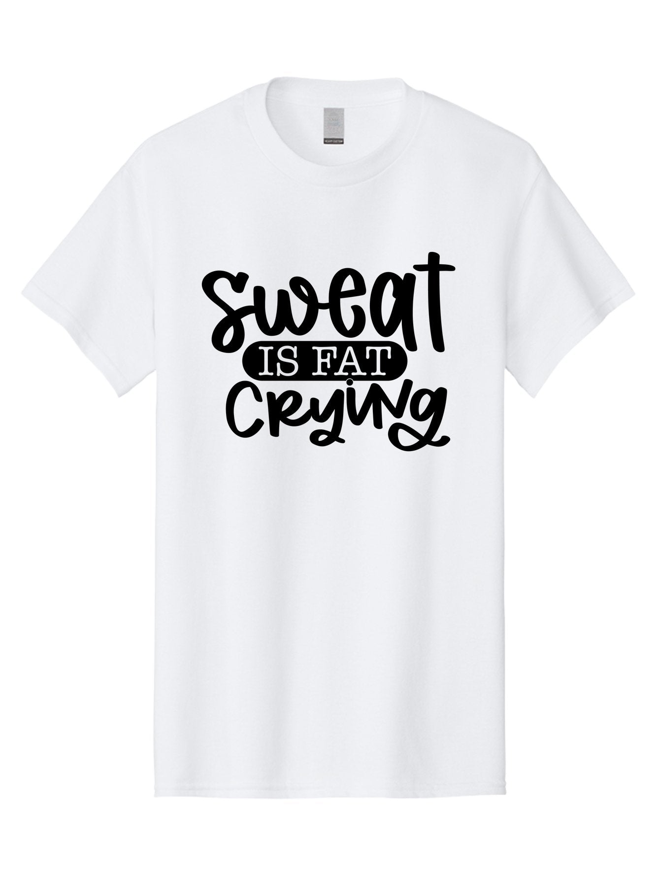 Sweat-Is-Fat-Crying Men'S Graphic Tee, 100% Cotton, Comfortable Casual Summer Wear, Machine Washable, Fitness Quote, Motivational Phrase, Workout Inspiration, Sweat Is Fat Crying, Gym Motivation, Weight Loss, Exercise Encouragement, Aad487