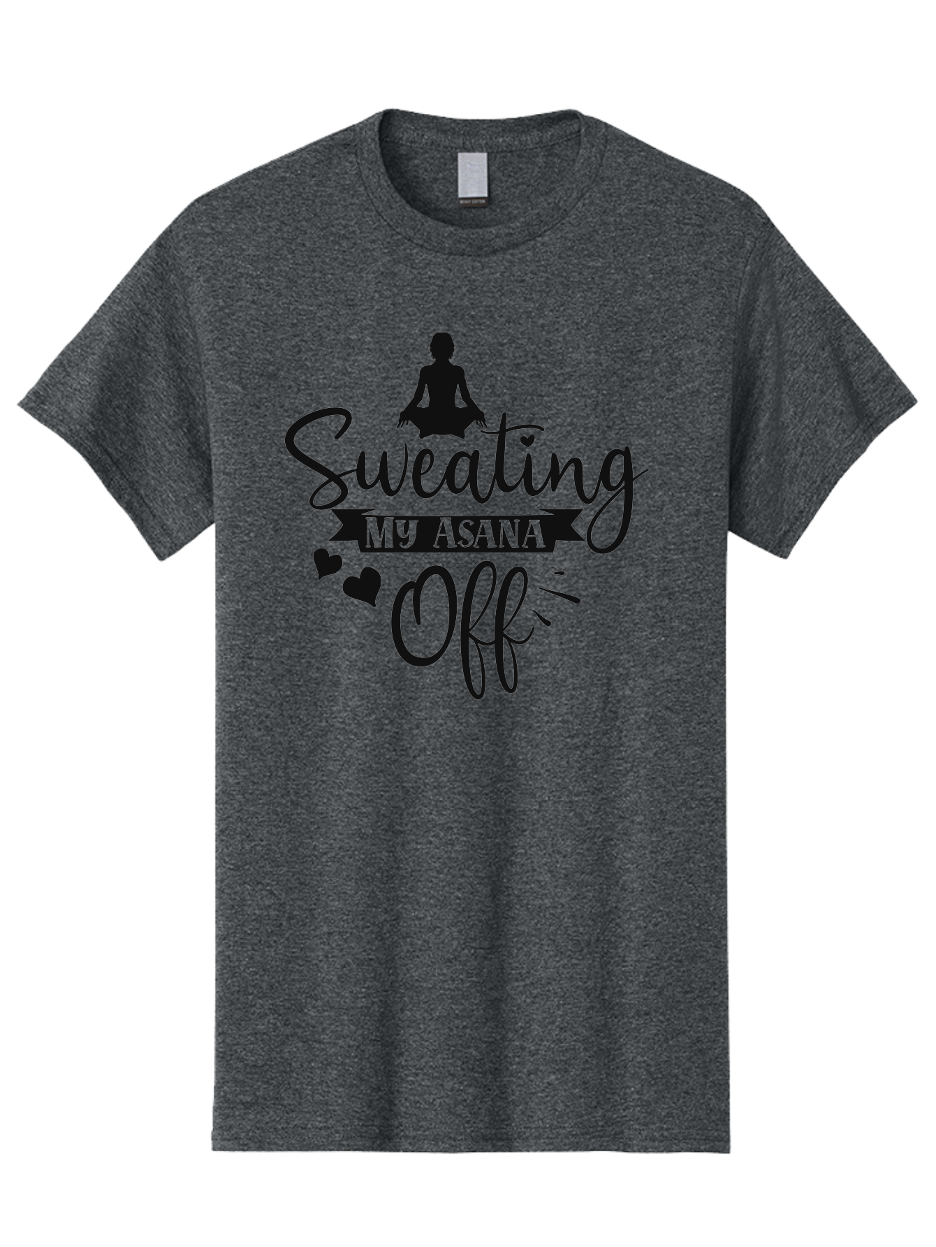 Sweating-My-Asana-Off Men'S Graphic Tee, 100% Cotton, Comfortable Casual Summer Wear, Machine Washable, Yoga, Meditation, Fitness, Wellness, Mindfulness, Relaxation, Self-Care, Health, Black Silhouette, Love Hearts Aad490 13