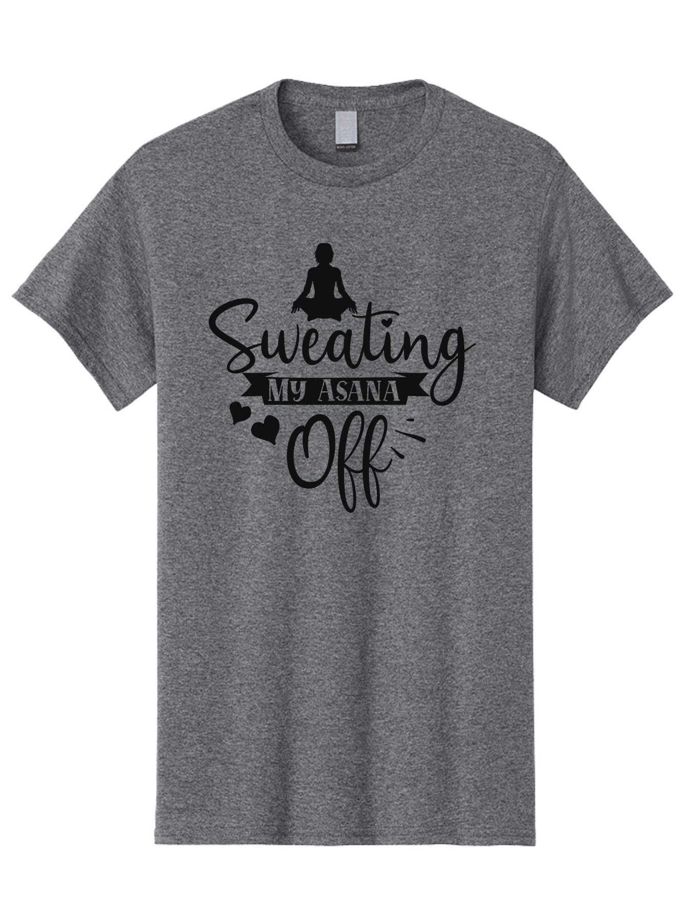 Sweating-My-Asana-Off Men'S Graphic Tee, 100% Cotton, Comfortable Casual Summer Wear, Machine Washable, Yoga, Meditation, Fitness, Wellness, Mindfulness, Relaxation, Self-Care, Health, Black Silhouette, Love Hearts Aad490 4