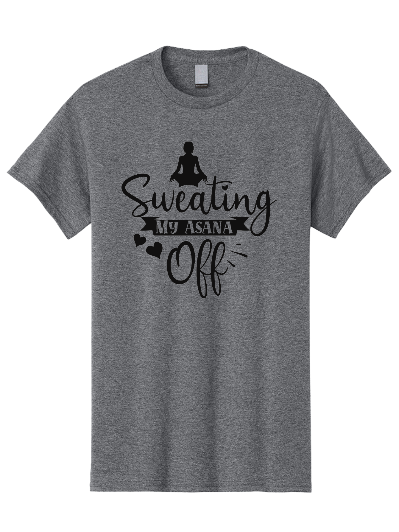 Sweating-My-Asana-Off Men'S Graphic Tee, 100% Cotton, Comfortable Casual Summer Wear, Machine Washable, Yoga, Meditation, Fitness, Wellness, Mindfulness, Relaxation, Self-Care, Health, Black Silhouette, Love Hearts Aad490 23