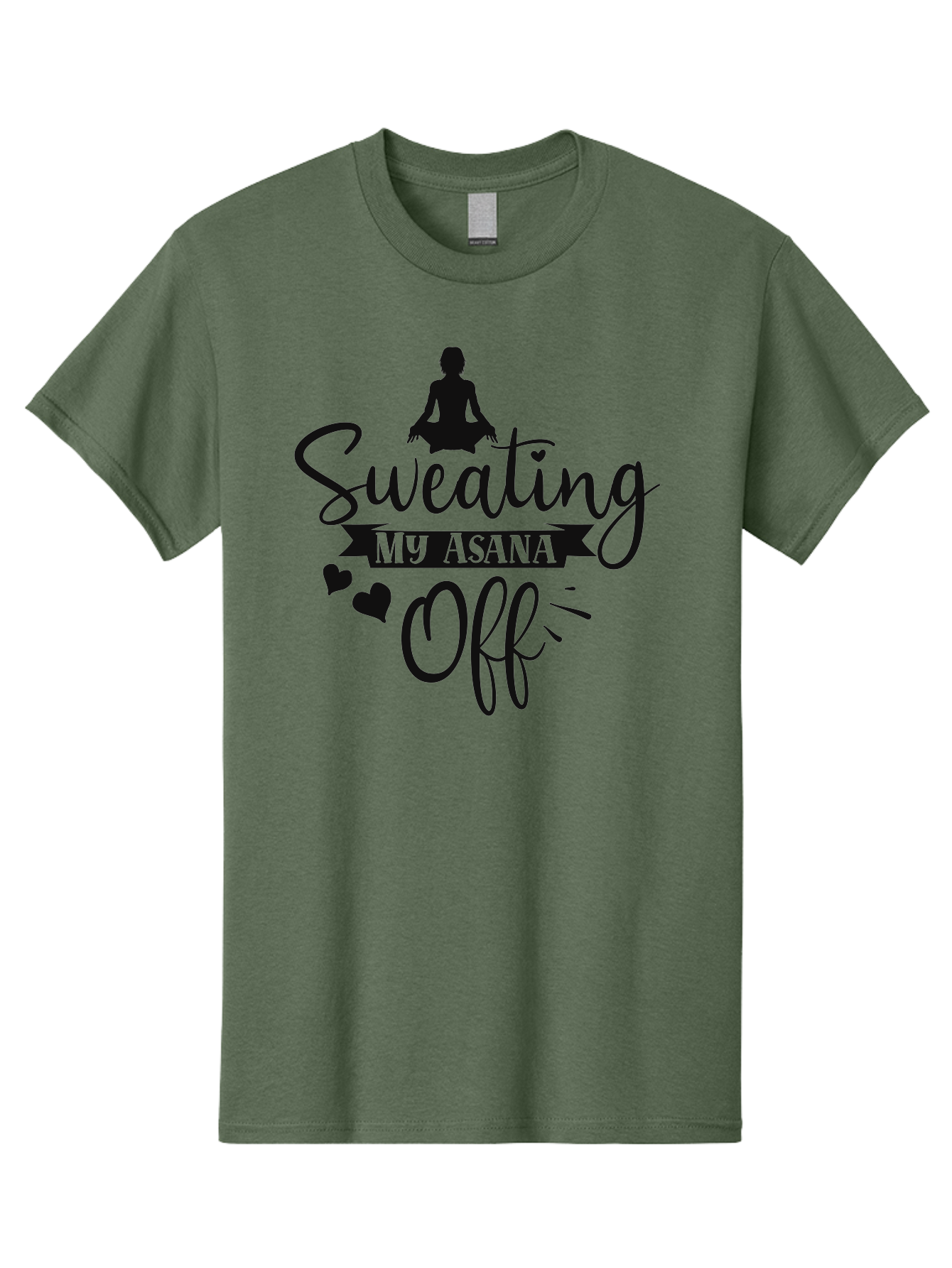 Sweating-My-Asana-Off Men'S Graphic Tee, 100% Cotton, Comfortable Casual Summer Wear, Machine Washable, Yoga, Meditation, Fitness, Wellness, Mindfulness, Relaxation, Self-Care, Health, Black Silhouette, Love Hearts Aad490