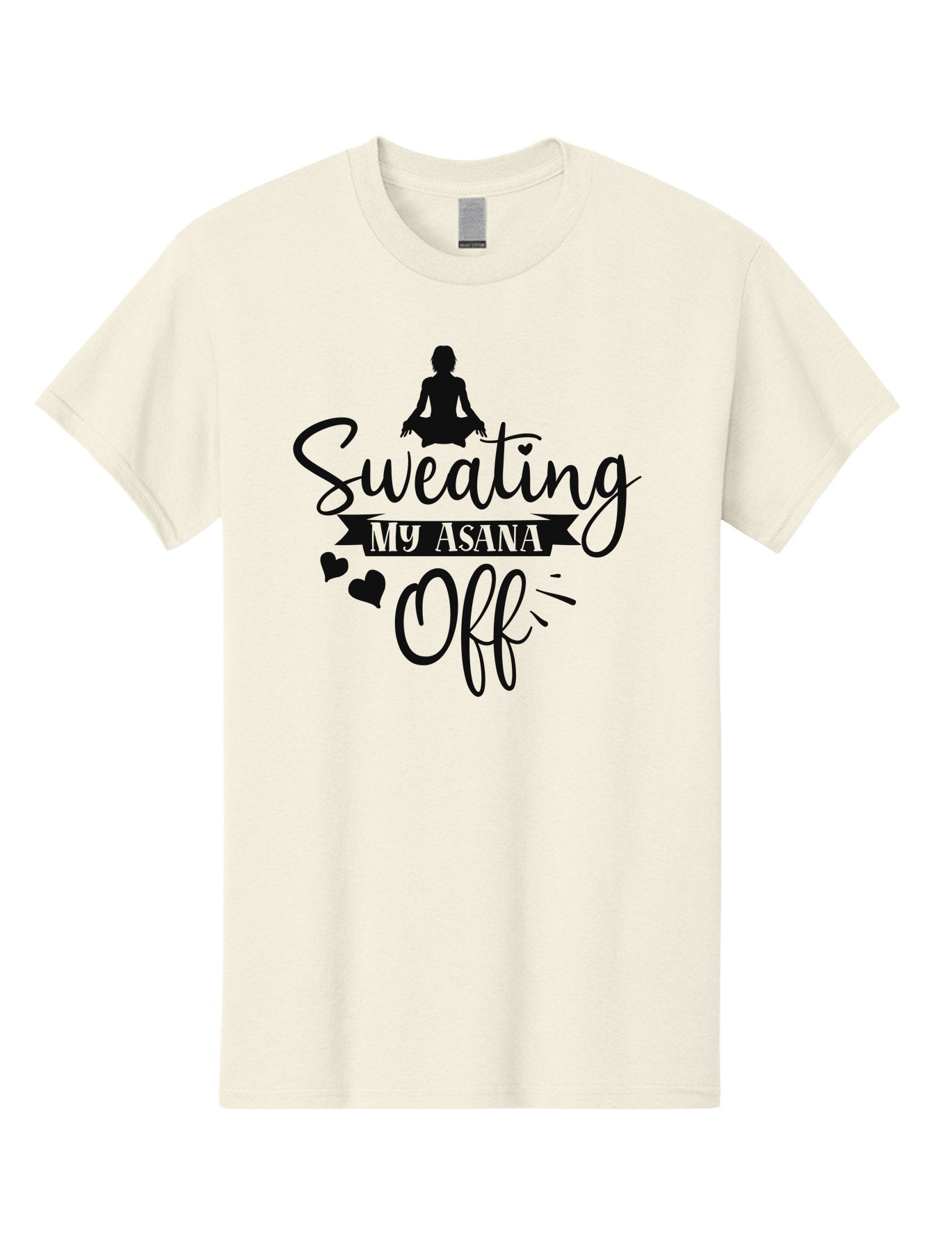 Sweating-My-Asana-Off Men'S Graphic Tee, 100% Cotton, Comfortable Casual Summer Wear, Machine Washable, Yoga, Meditation, Fitness, Wellness, Mindfulness, Relaxation, Self-Care, Health, Black Silhouette, Love Hearts Aad490