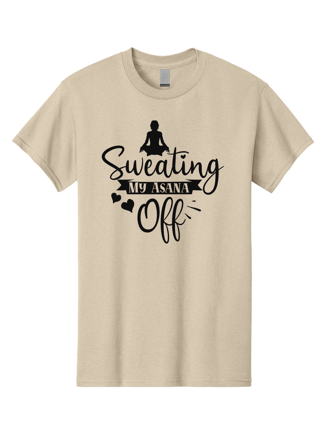 Sweating-My-Asana-Off Men'S Graphic Tee, 100% Cotton, Comfortable Casual Summer Wear, Machine Washable, Yoga, Meditation, Fitness, Wellness, Mindfulness, Relaxation, Self-Care, Health, Black Silhouette, Love Hearts Aad490