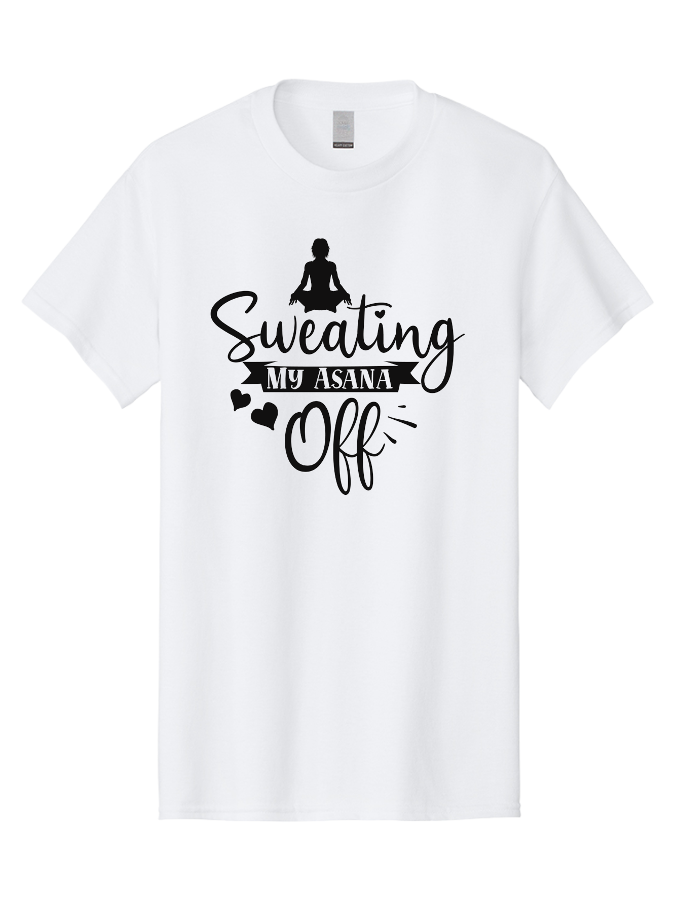 Sweating-My-Asana-Off Men'S Graphic Tee, 100% Cotton, Comfortable Casual Summer Wear, Machine Washable, Yoga, Meditation, Fitness, Wellness, Mindfulness, Relaxation, Self-Care, Health, Black Silhouette, Love Hearts Aad490 3