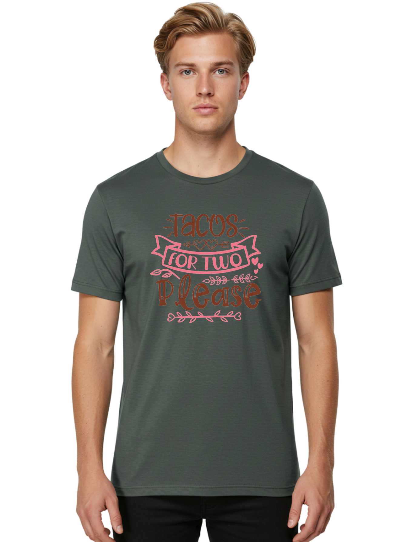 Tacos-For-Two-Please Men'S Graphic Tee, 100% Cotton, Comfortable Casual Summer Wear, Machine Washable, Tacos For Two, Romantic Dinner, Foodie Gift, Taco Love, Couple'S Quote, Dinner For Two, Love Hearts, Valentine'S Day Aad491 8