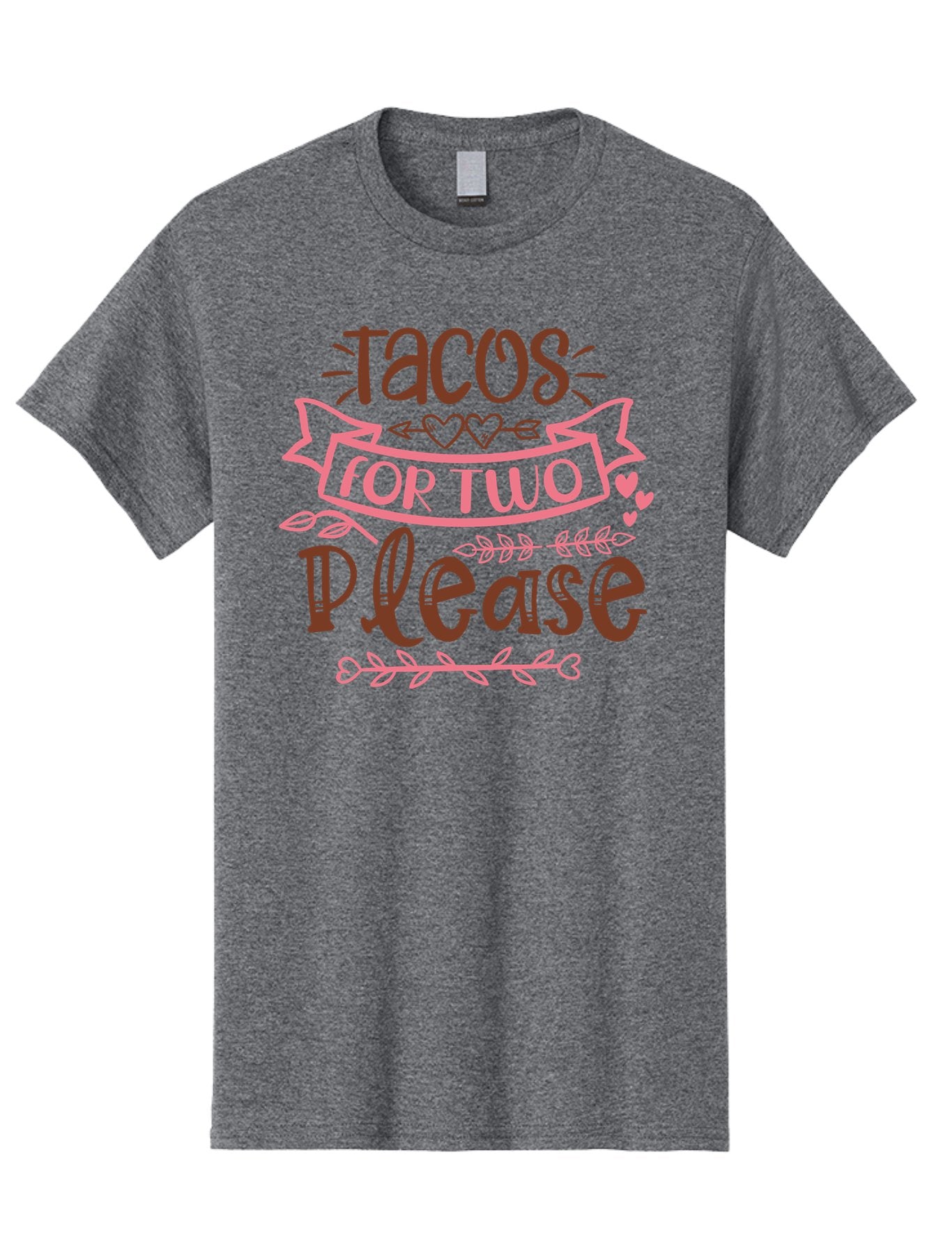Tacos-For-Two-Please Men'S Graphic Tee, 100% Cotton, Comfortable Casual Summer Wear, Machine Washable, Tacos For Two, Romantic Dinner, Foodie Gift, Taco Love, Couple'S Quote, Dinner For Two, Love Hearts, Valentine'S Day Aad491 4
