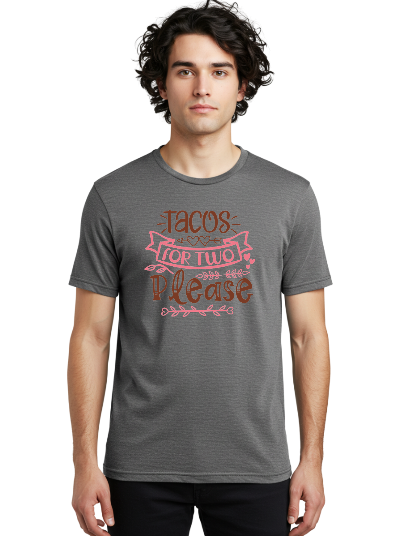 Tacos-For-Two-Please Men'S Graphic Tee, 100% Cotton, Comfortable Casual Summer Wear, Machine Washable, Tacos For Two, Romantic Dinner, Foodie Gift, Taco Love, Couple'S Quote, Dinner For Two, Love Hearts, Valentine'S Day Aad491 24