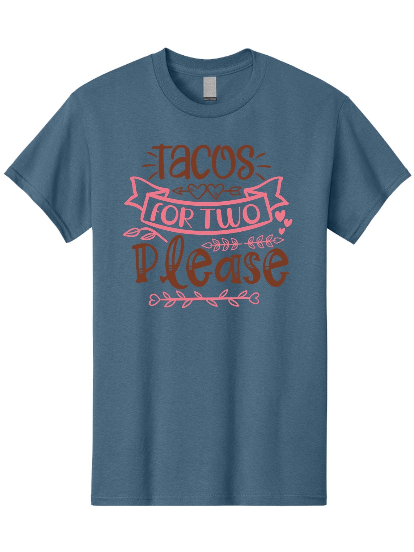 Tacos-For-Two-Please Men'S Graphic Tee, 100% Cotton, Comfortable Casual Summer Wear, Machine Washable, Tacos For Two, Romantic Dinner, Foodie Gift, Taco Love, Couple'S Quote, Dinner For Two, Love Hearts, Valentine'S Day Aad491
