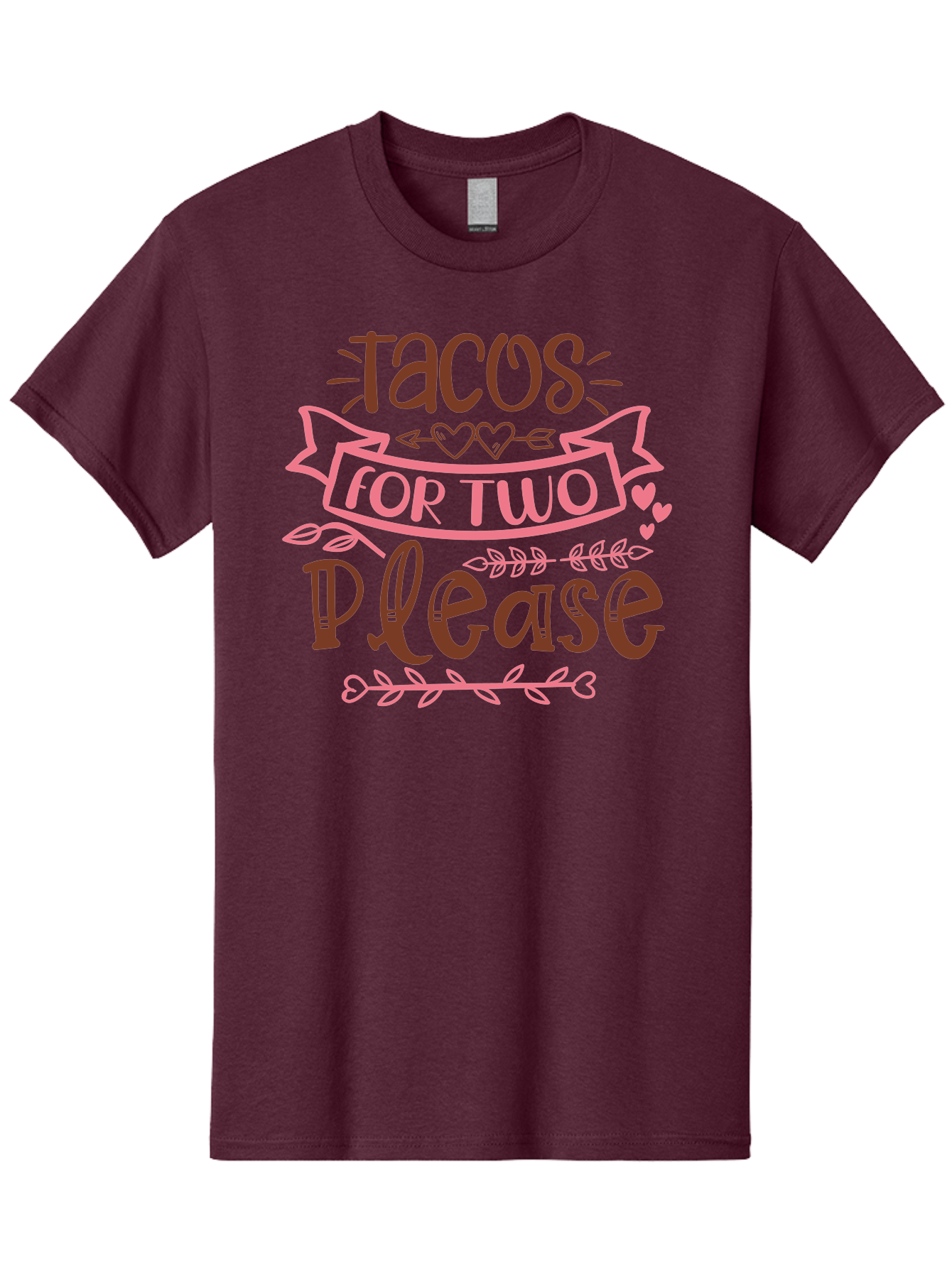 Tacos-For-Two-Please Men'S Graphic Tee, 100% Cotton, Comfortable Casual Summer Wear, Machine Washable, Tacos For Two, Romantic Dinner, Foodie Gift, Taco Love, Couple'S Quote, Dinner For Two, Love Hearts, Valentine'S Day Aad491 3
