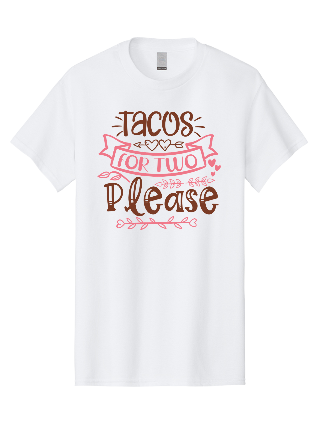 Tacos-For-Two-Please Men'S Graphic Tee, 100% Cotton, Comfortable Casual Summer Wear, Machine Washable, Tacos For Two, Romantic Dinner, Foodie Gift, Taco Love, Couple'S Quote, Dinner For Two, Love Hearts, Valentine'S Day Aad491 25