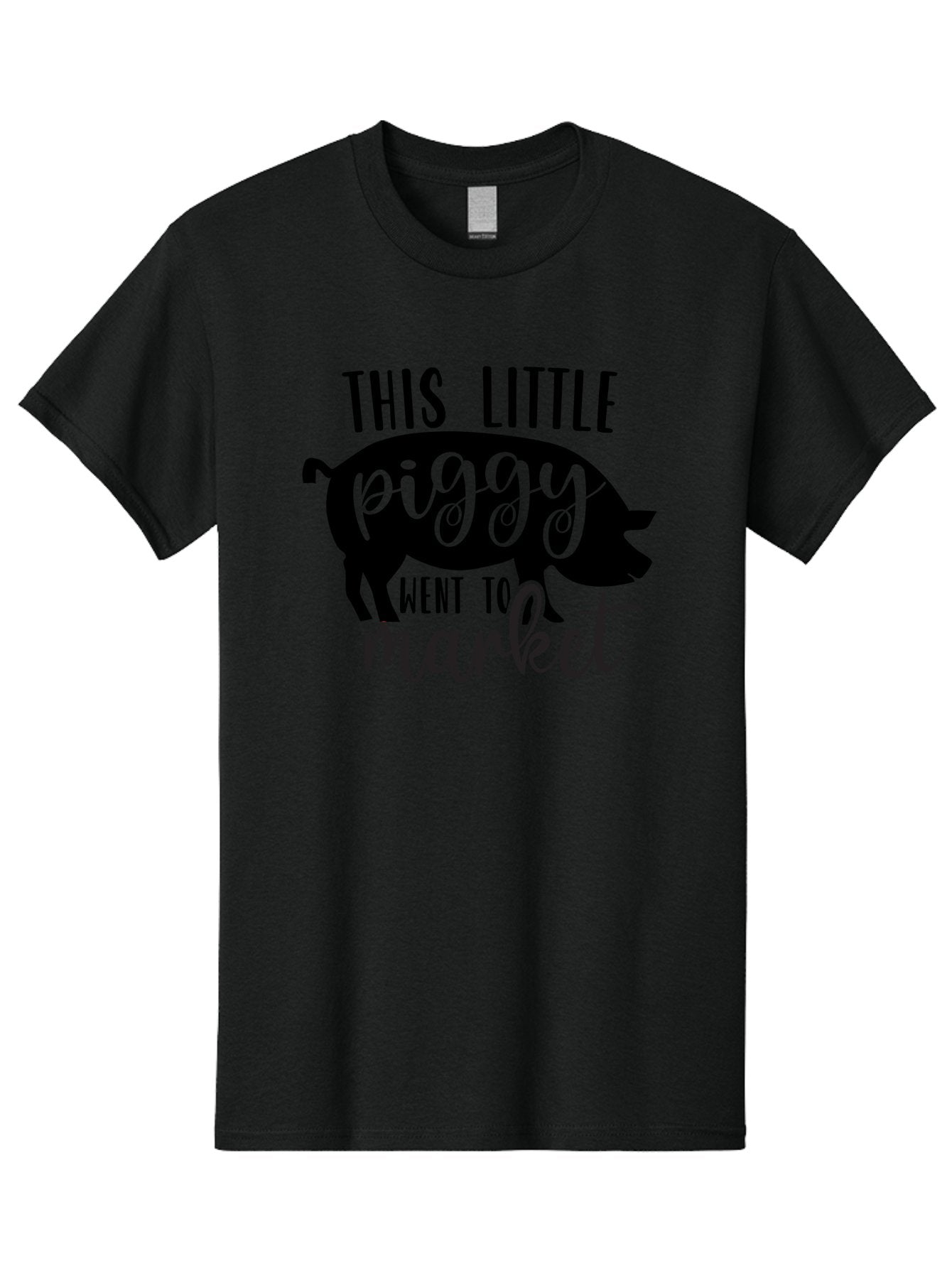 This-Little-Piggy Men'S Graphic Tee, 100% Cotton, Comfortable Casual Summer Wear, Machine Washable, Funny Pig Design, Piggy Graphics, Market Pig, Cute Pig Art, Pig Silhouette, Nursery Rhyme Quote, Playful Pig Illustration Aad494 4
