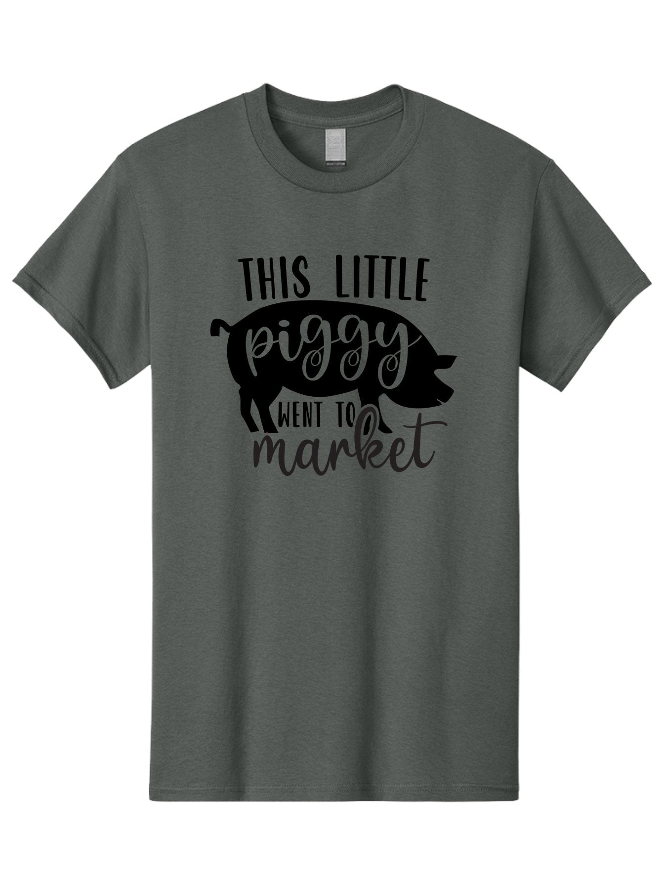 This-Little-Piggy Men'S Graphic Tee, 100% Cotton, Comfortable Casual Summer Wear, Machine Washable, Funny Pig Design, Piggy Graphics, Market Pig, Cute Pig Art, Pig Silhouette, Nursery Rhyme Quote, Playful Pig Illustration Aad494