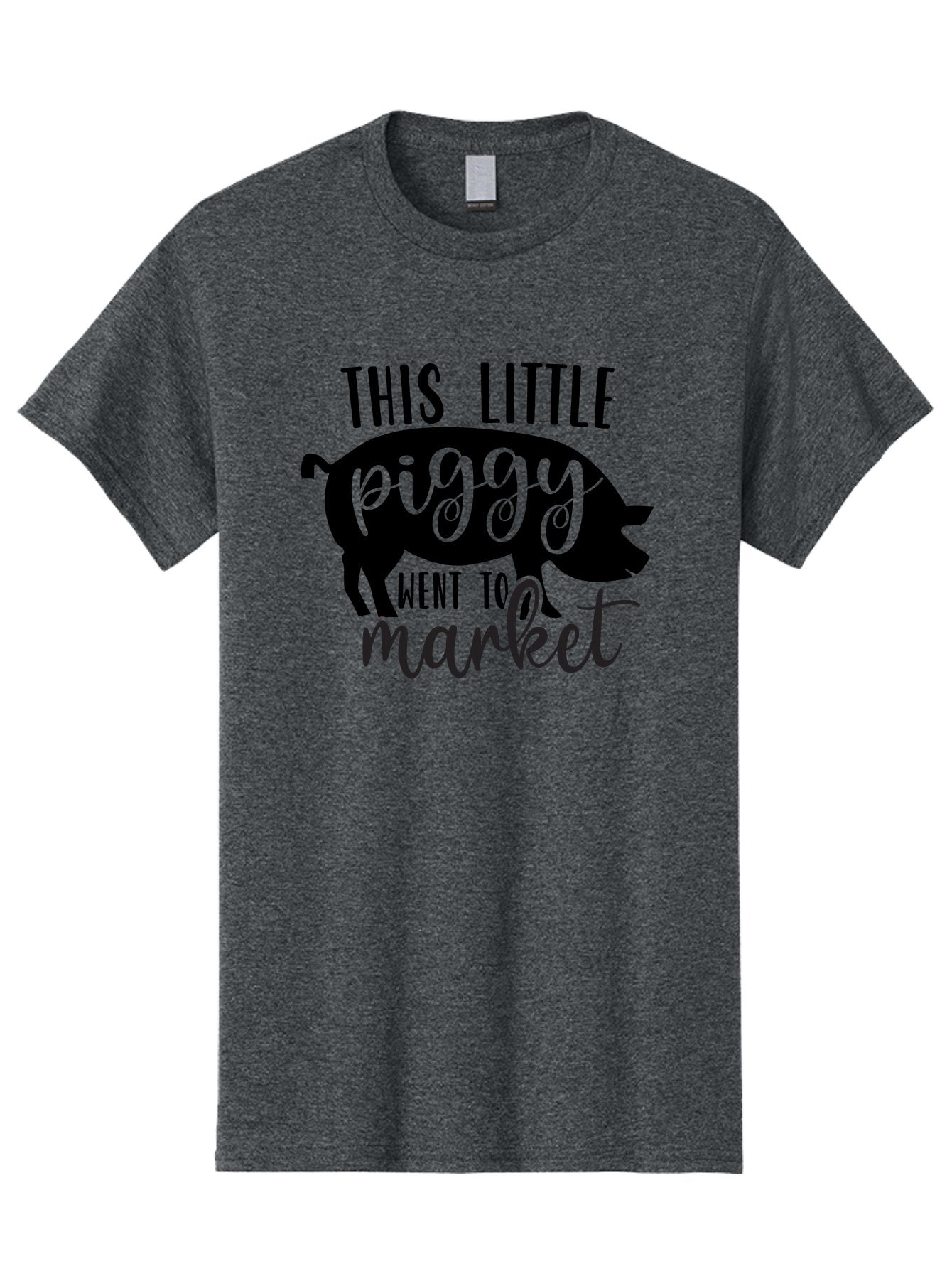 This-Little-Piggy Men'S Graphic Tee, 100% Cotton, Comfortable Casual Summer Wear, Machine Washable, Funny Pig Design, Piggy Graphics, Market Pig, Cute Pig Art, Pig Silhouette, Nursery Rhyme Quote, Playful Pig Illustration Aad494 9