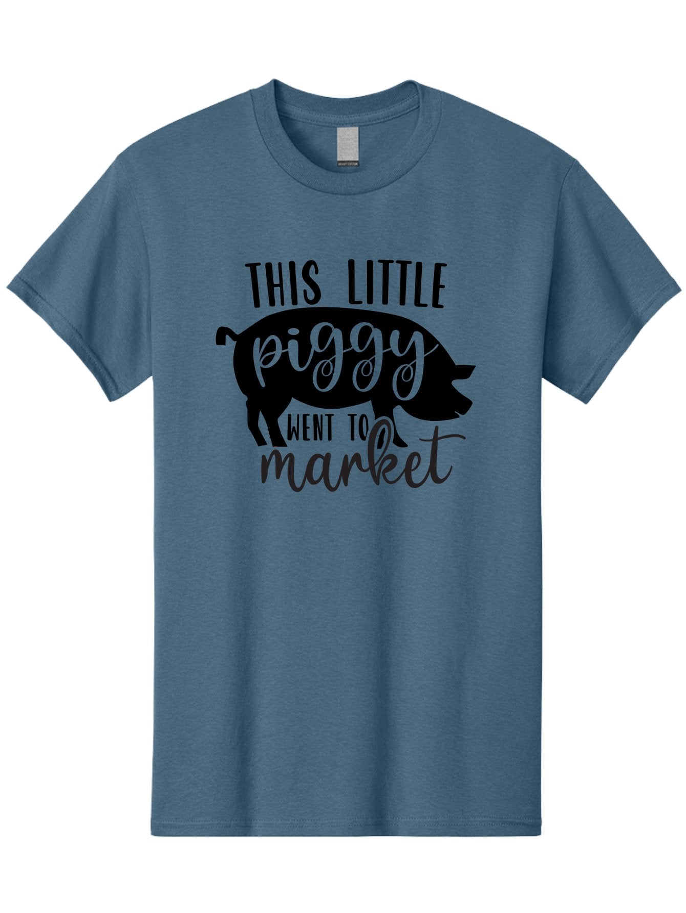 This-Little-Piggy Men'S Graphic Tee, 100% Cotton, Comfortable Casual Summer Wear, Machine Washable, Funny Pig Design, Piggy Graphics, Market Pig, Cute Pig Art, Pig Silhouette, Nursery Rhyme Quote, Playful Pig Illustration Aad494