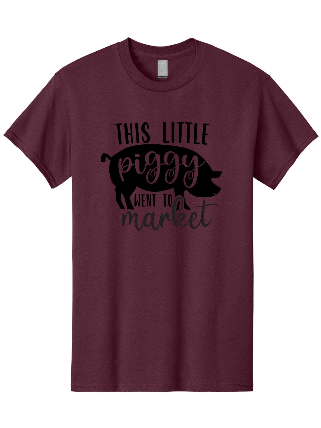 This-Little-Piggy Men'S Graphic Tee, 100% Cotton, Comfortable Casual Summer Wear, Machine Washable, Funny Pig Design, Piggy Graphics, Market Pig, Cute Pig Art, Pig Silhouette, Nursery Rhyme Quote, Playful Pig Illustration Aad494 13