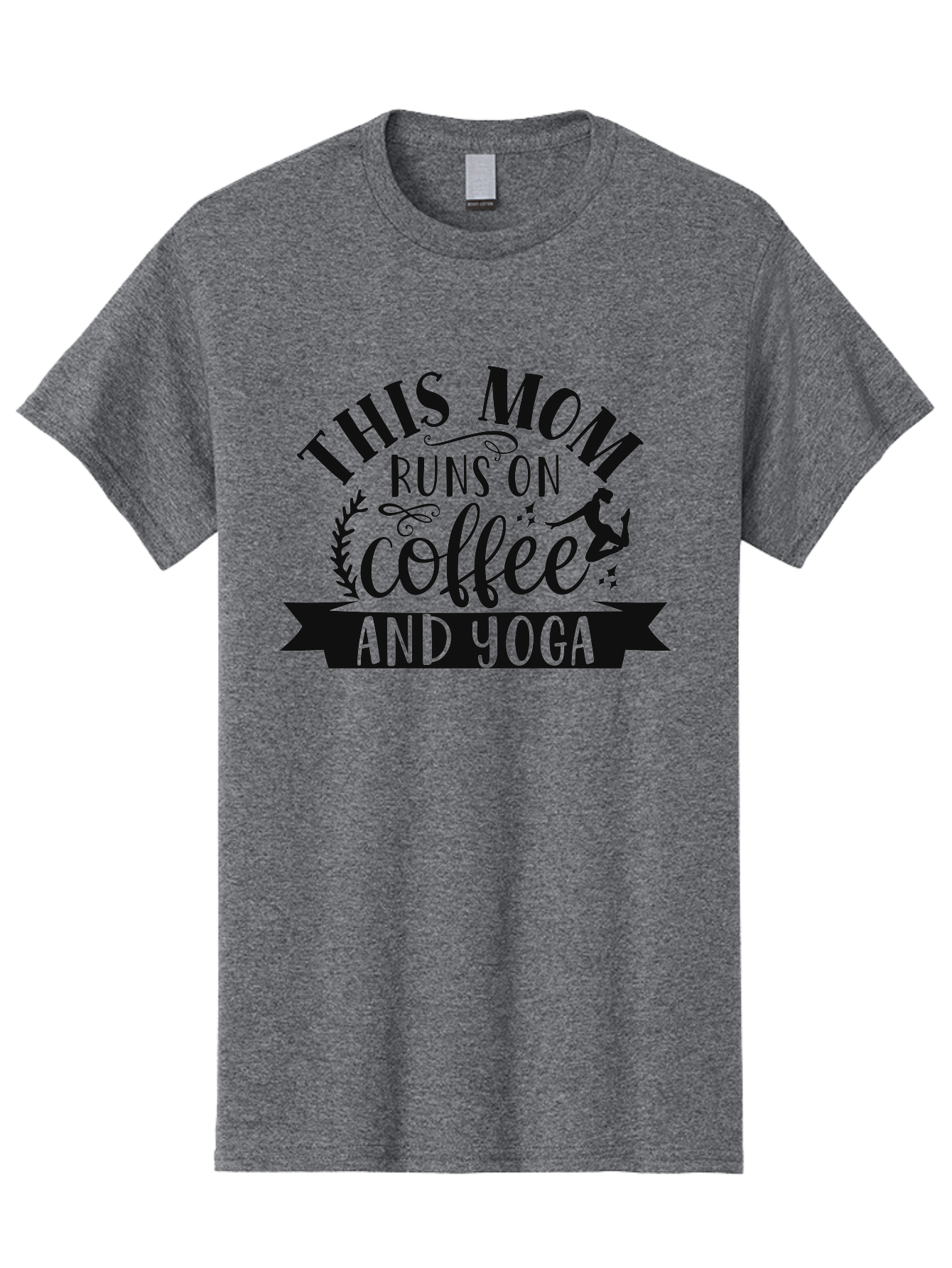 This-Mom-Runs-On-Coffee-And-Yoga Men'S Graphic Tee, 100% Cotton, Comfortable Casual Summer Wear, Machine Washable, Coffee And Yoga, Mom Life, Motherhood, Yoga For Moms, Coffee Lover, Fitness Mom, Wellness, Mindfulness, Healthy Lifestyle Aad495 27