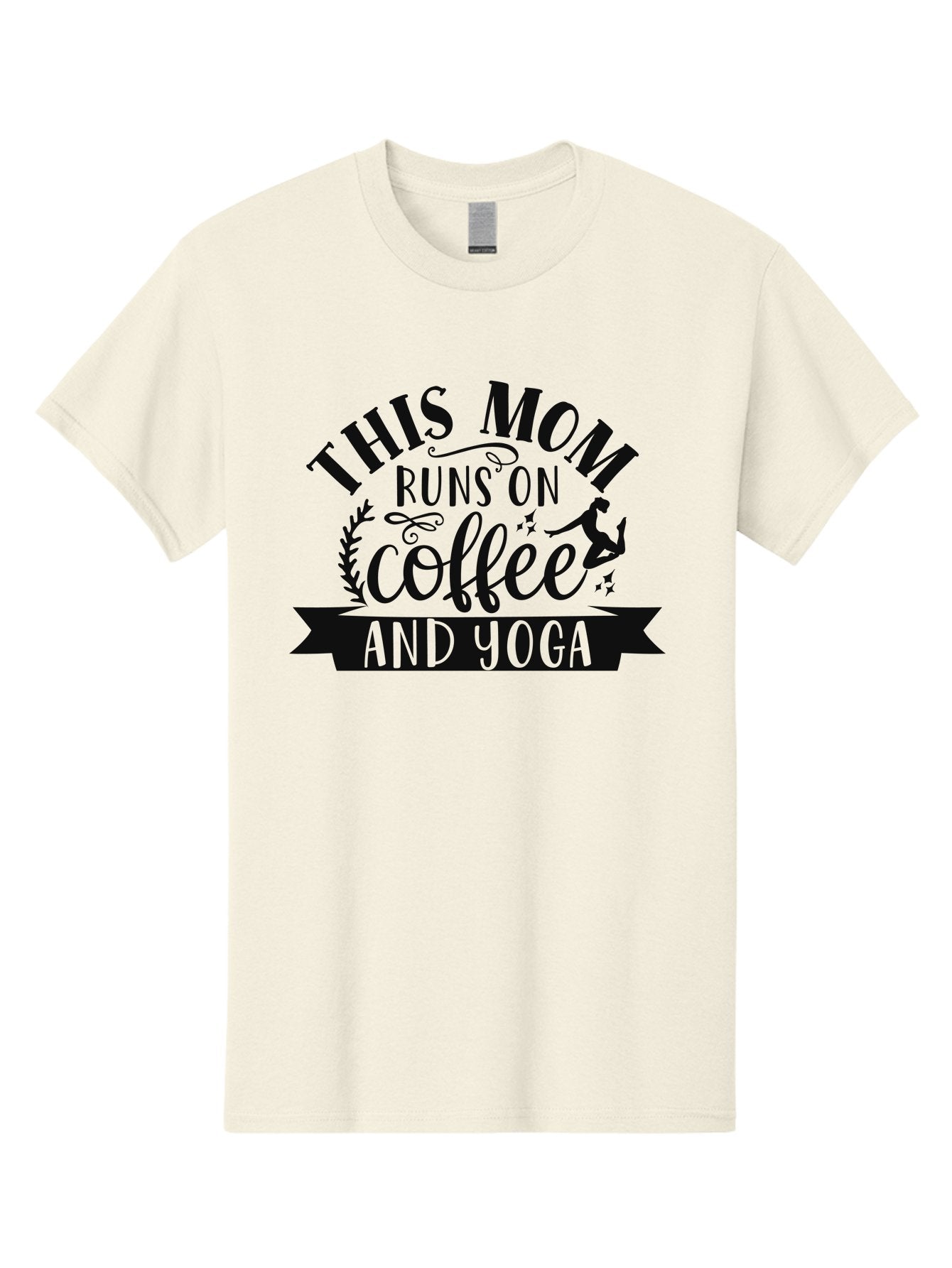 This-Mom-Runs-On-Coffee-And-Yoga Men'S Graphic Tee, 100% Cotton, Comfortable Casual Summer Wear, Machine Washable, Coffee And Yoga, Mom Life, Motherhood, Yoga For Moms, Coffee Lover, Fitness Mom, Wellness, Mindfulness, Healthy Lifestyle Aad495 3