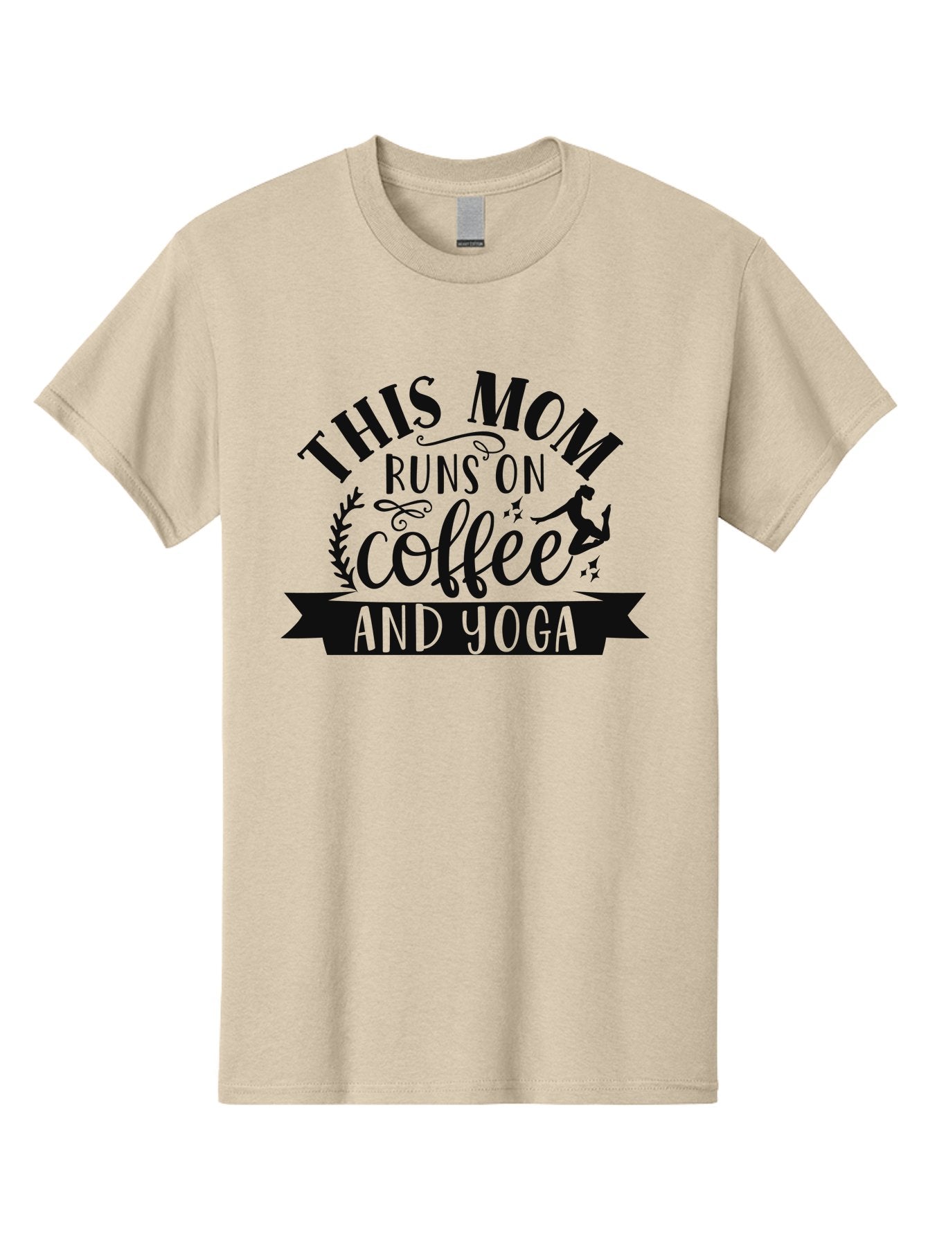 This-Mom-Runs-On-Coffee-And-Yoga Men'S Graphic Tee, 100% Cotton, Comfortable Casual Summer Wear, Machine Washable, Coffee And Yoga, Mom Life, Motherhood, Yoga For Moms, Coffee Lover, Fitness Mom, Wellness, Mindfulness, Healthy Lifestyle Aad495 4
