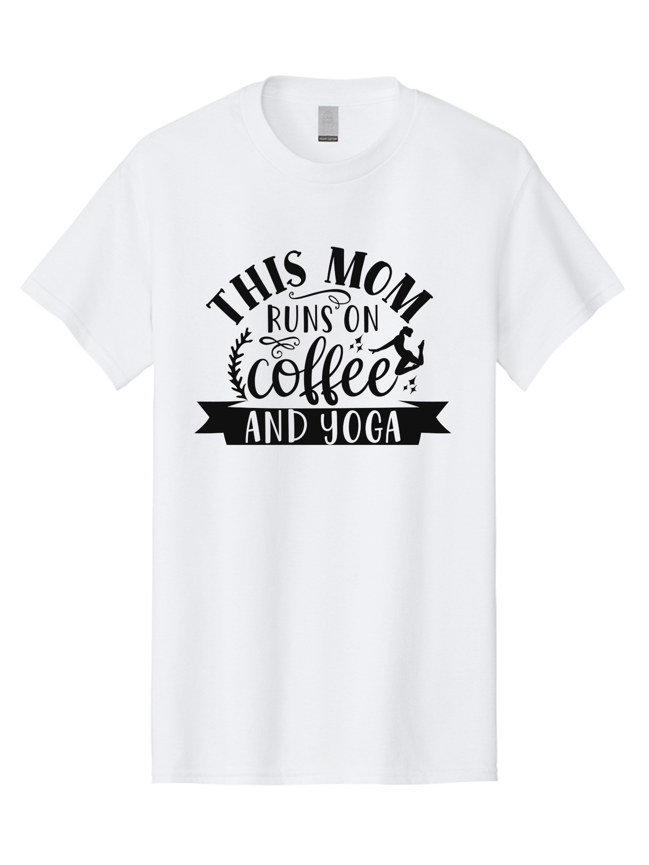 This-Mom-Runs-On-Coffee-And-Yoga Men'S Graphic Tee, 100% Cotton, Comfortable Casual Summer Wear, Machine Washable, Coffee And Yoga, Mom Life, Motherhood, Yoga For Moms, Coffee Lover, Fitness Mom, Wellness, Mindfulness, Healthy Lifestyle Aad495