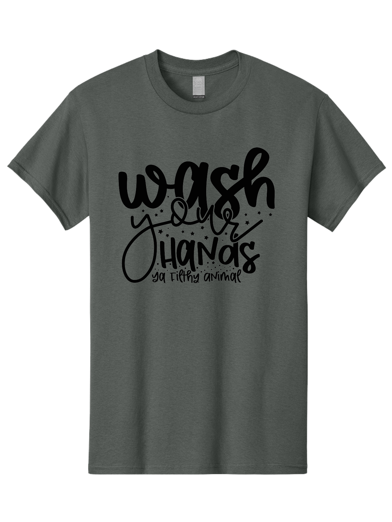 Wash-Your-Hands-Ya-Filthy-Animal Men'S Graphic Tee, 100% Cotton, Comfortable Casual Summer Wear, Machine Washable, Hand Washing Reminder, Hygiene Tips, Cleanliness Matters, Funny Quote, Quirky Humor, Sanitation Advice, Wash Your Hands, Aad498