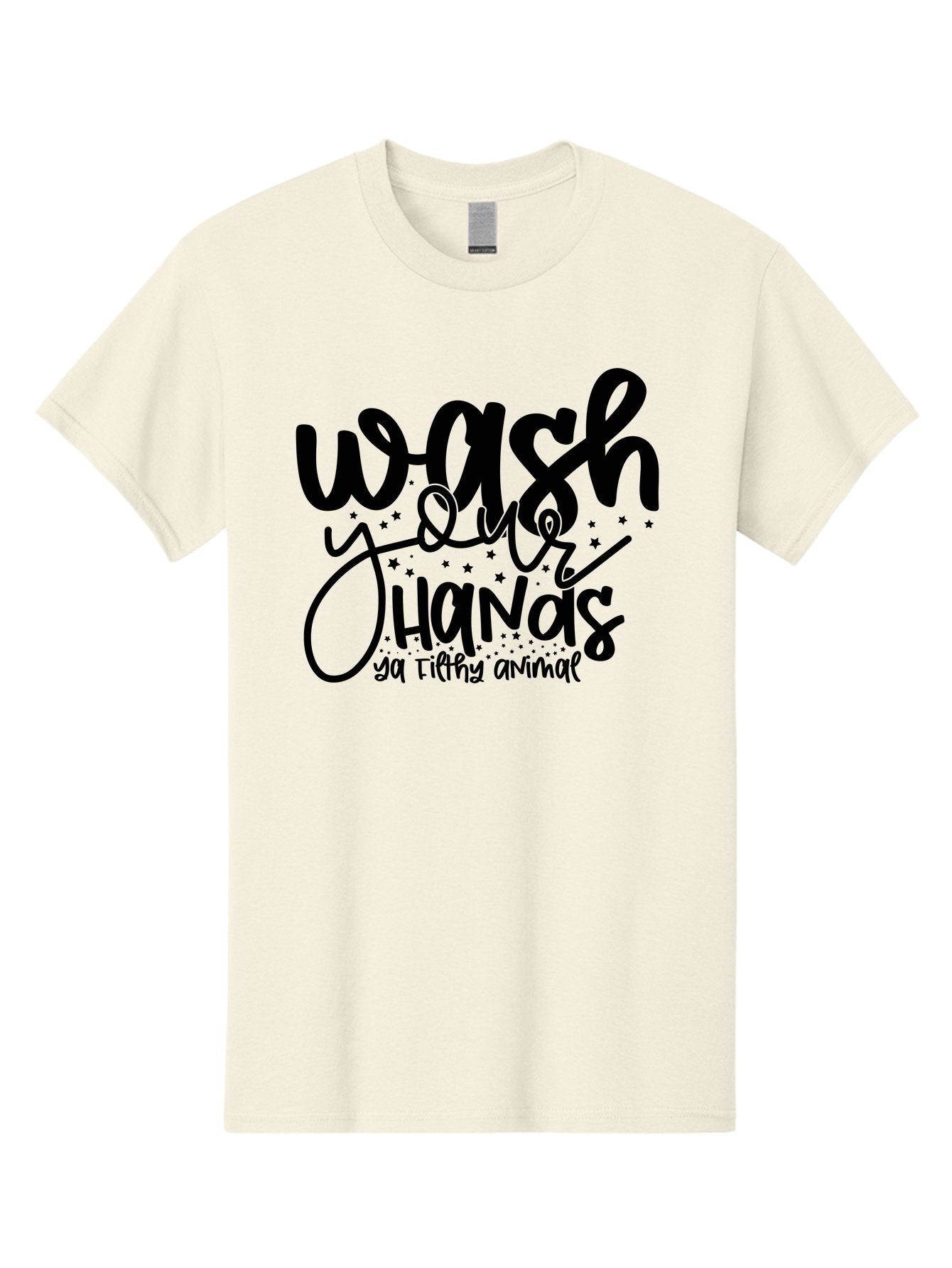 Wash-Your-Hands-Ya-Filthy-Animal Men'S Graphic Tee, 100% Cotton, Comfortable Casual Summer Wear, Machine Washable, Hand Washing Reminder, Hygiene Tips, Cleanliness Matters, Funny Quote, Quirky Humor, Sanitation Advice, Wash Your Hands, Aad498 8