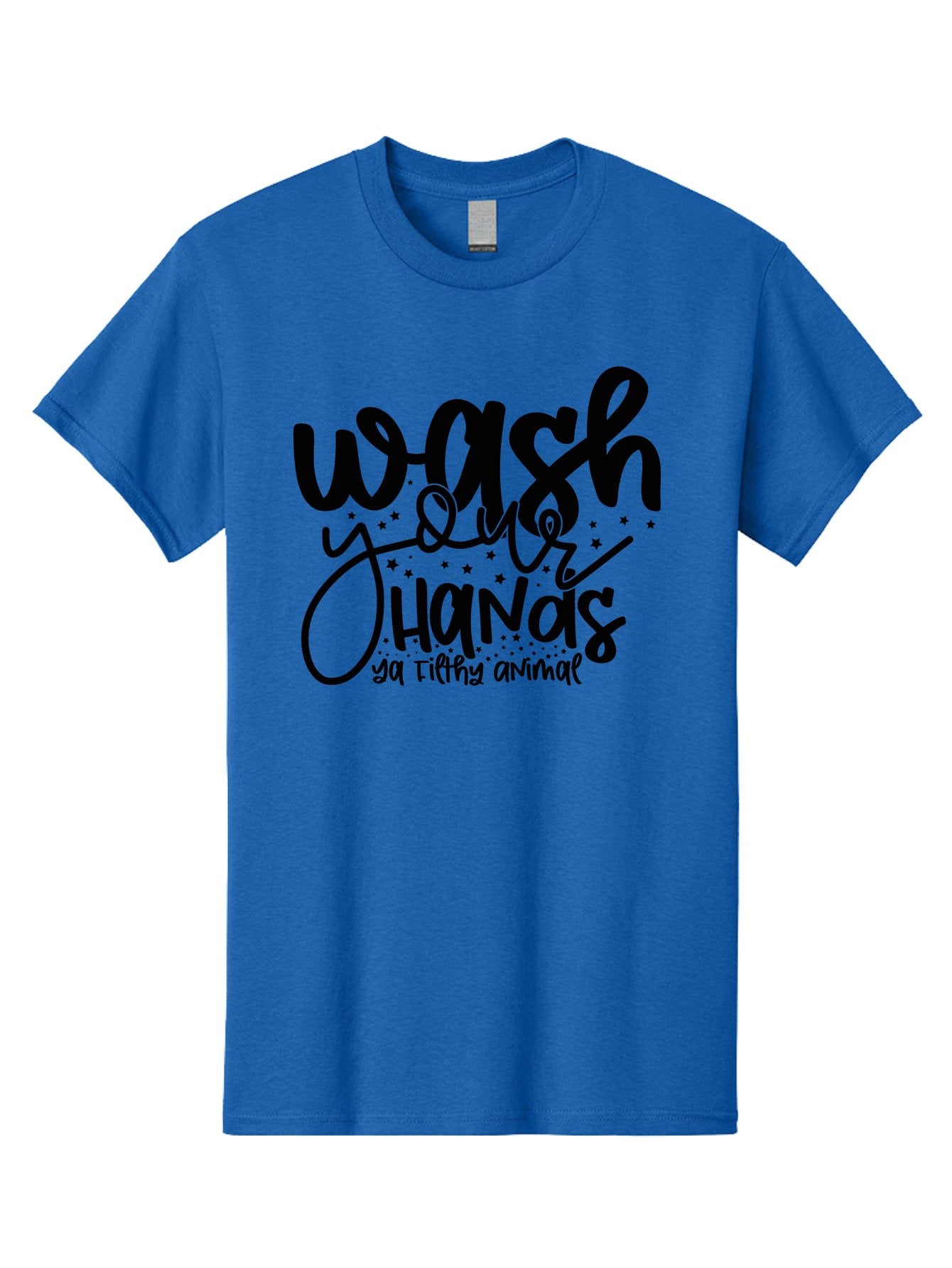 Wash-Your-Hands-Ya-Filthy-Animal Men'S Graphic Tee, 100% Cotton, Comfortable Casual Summer Wear, Machine Washable, Hand Washing Reminder, Hygiene Tips, Cleanliness Matters, Funny Quote, Quirky Humor, Sanitation Advice, Wash Your Hands, Aad498