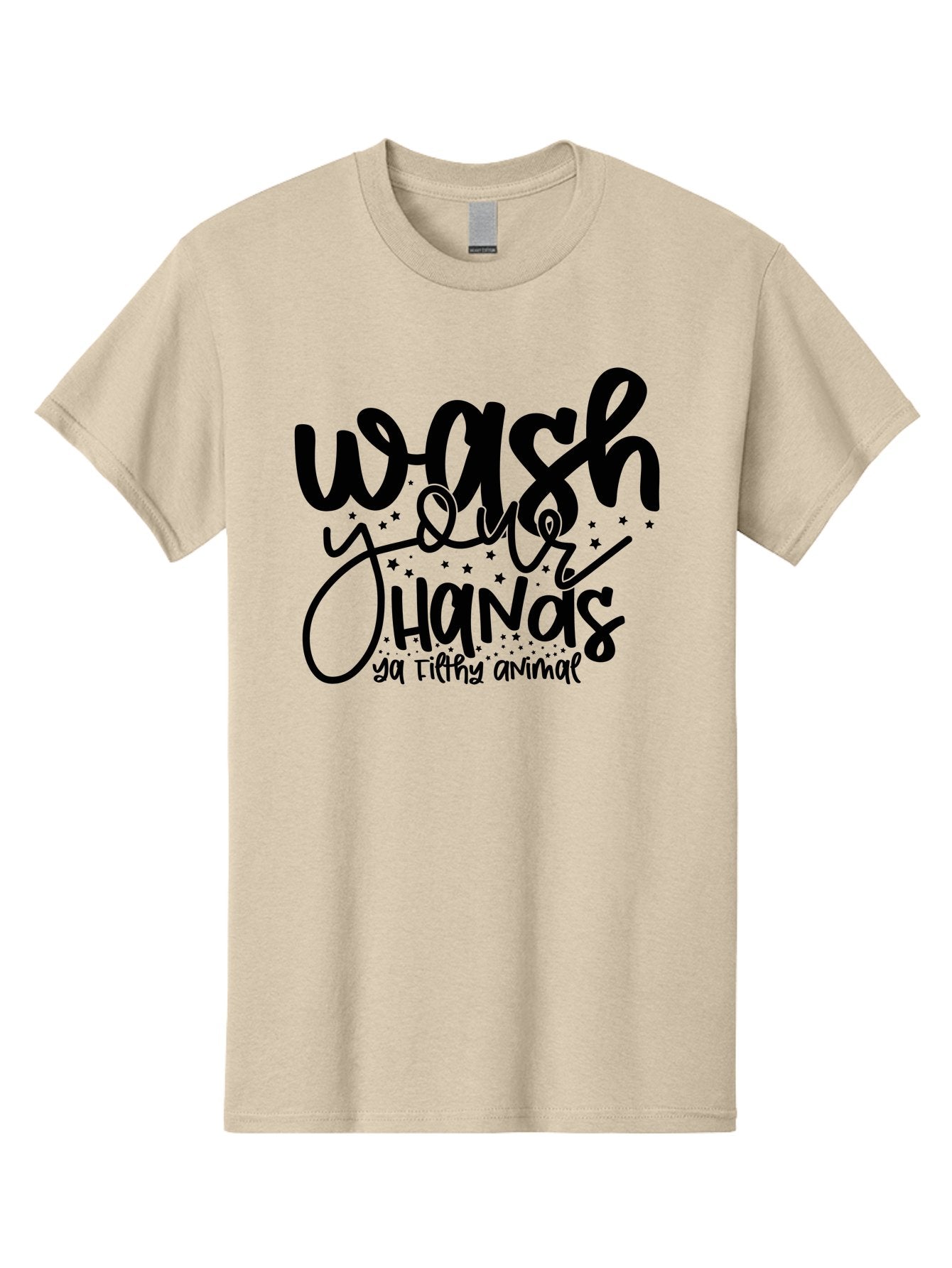Wash-Your-Hands-Ya-Filthy-Animal Men'S Graphic Tee, 100% Cotton, Comfortable Casual Summer Wear, Machine Washable, Hand Washing Reminder, Hygiene Tips, Cleanliness Matters, Funny Quote, Quirky Humor, Sanitation Advice, Wash Your Hands, Aad498 11