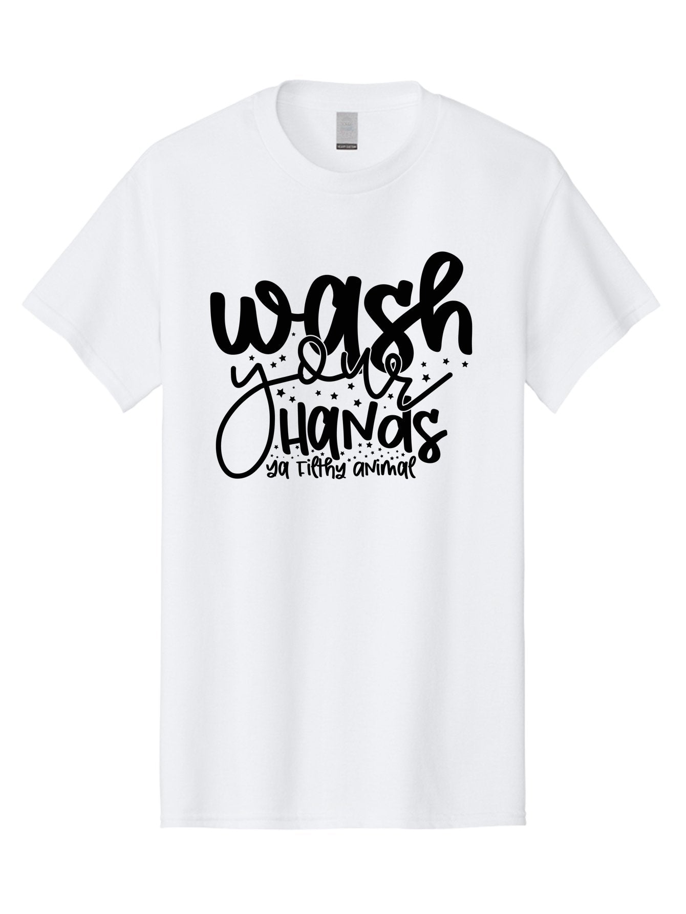 Wash-Your-Hands-Ya-Filthy-Animal Men'S Graphic Tee, 100% Cotton, Comfortable Casual Summer Wear, Machine Washable, Hand Washing Reminder, Hygiene Tips, Cleanliness Matters, Funny Quote, Quirky Humor, Sanitation Advice, Wash Your Hands, Aad498 4