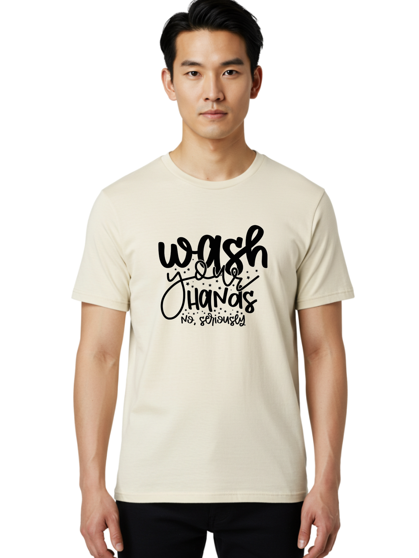 Wash-Your-Hands Men'S Graphic Tee, 100% Cotton, Comfortable Casual Summer Wear, Machine Washable, Hand Hygiene, Cleanliness, Health Awareness, Germ Prevention, Soap And Water, Clean Hands, Hygiene Reminder, Wellness Tips, Healthy Habits Aad499
