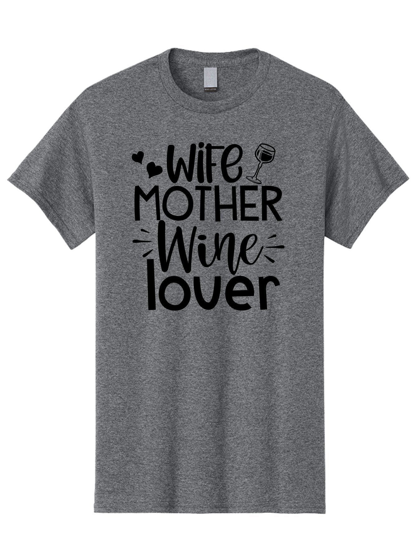 Wife-Mother-Wine-Lover Men'S Graphic Tee, 100% Cotton, Comfortable Casual Summer Wear, Machine Washable, Wife Mother Wine Lover, Wine Lover Quote, Funny Mom Quote, Humorous Wine Saying, Black Text Graphic, Wine Glass Illustration, Heart Symbol Aad502 8