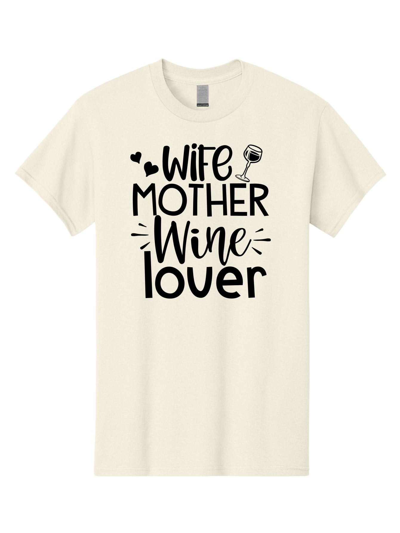 Wife-Mother-Wine-Lover Men'S Graphic Tee, 100% Cotton, Comfortable Casual Summer Wear, Machine Washable, Wife Mother Wine Lover, Wine Lover Quote, Funny Mom Quote, Humorous Wine Saying, Black Text Graphic, Wine Glass Illustration, Heart Symbol Aad502 10