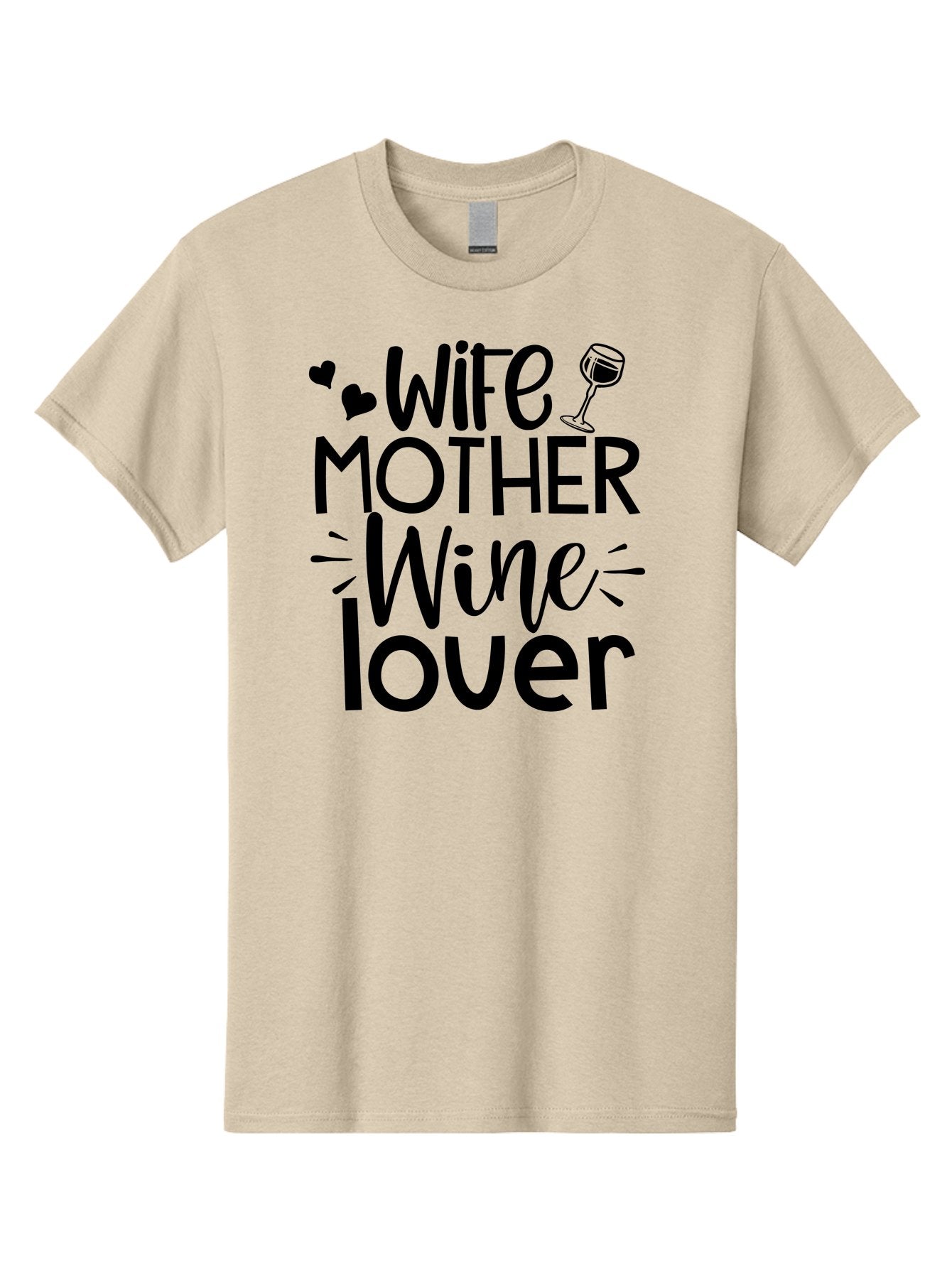 Wife-Mother-Wine-Lover Men'S Graphic Tee, 100% Cotton, Comfortable Casual Summer Wear, Machine Washable, Wife Mother Wine Lover, Wine Lover Quote, Funny Mom Quote, Humorous Wine Saying, Black Text Graphic, Wine Glass Illustration, Heart Symbol Aad502 14