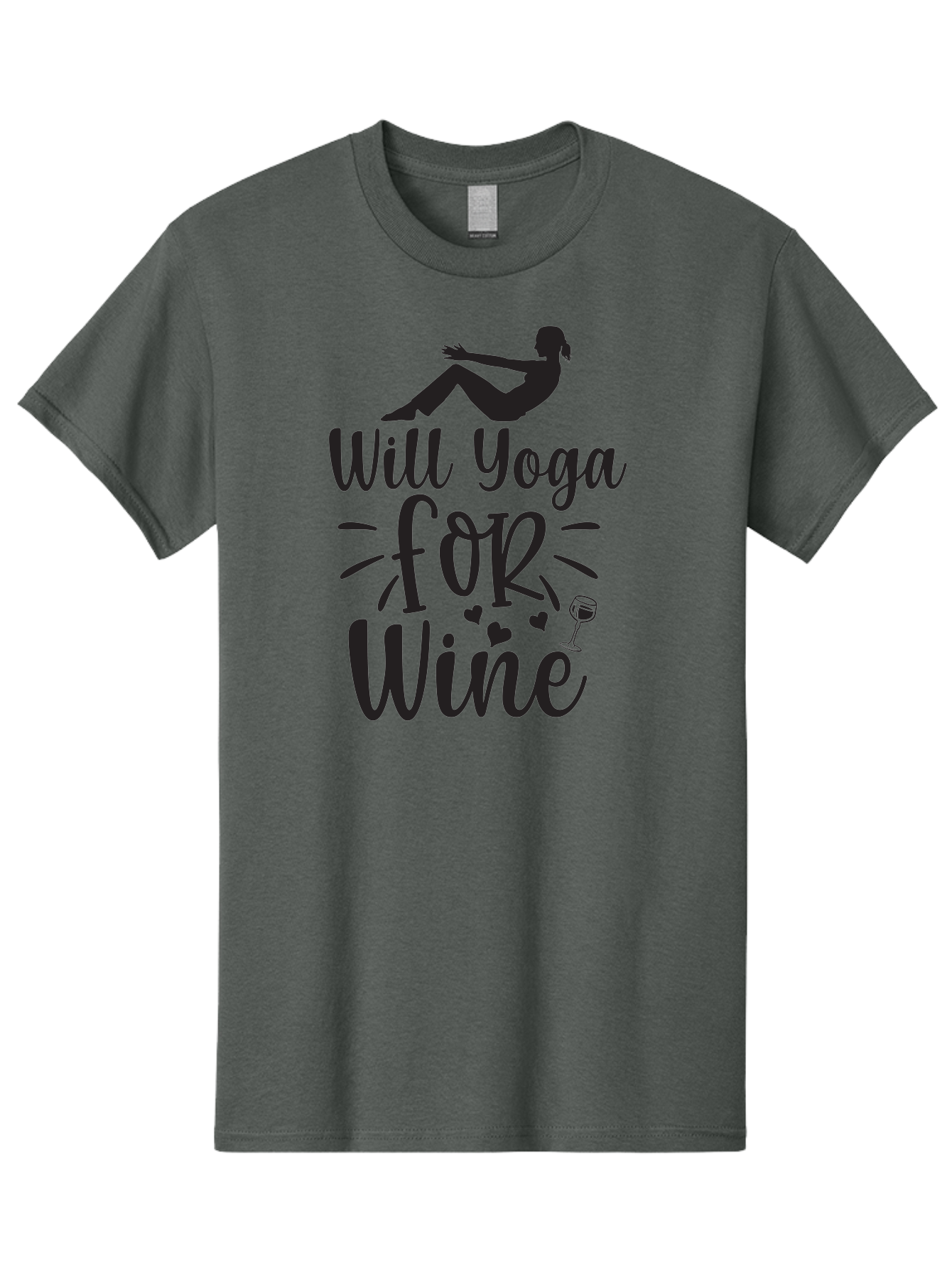Will-Yoga-For-Wine Men'S Graphic Tee, 100% Cotton, Comfortable Casual Summer Wear, Machine Washable, Yoga Enthusiast, Wine Lover, Fitness Humor, Funny Quote, Yoga For Wine, Wine Glass, Hearts, Relaxed Pose, Zen, Wellness Aad504 27