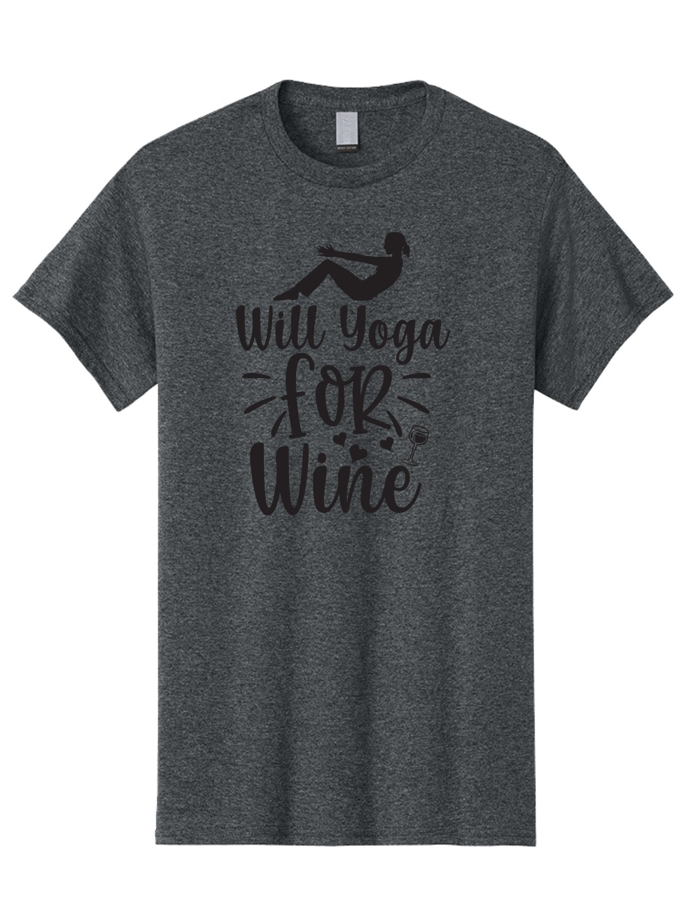 Will-Yoga-For-Wine Men'S Graphic Tee, 100% Cotton, Comfortable Casual Summer Wear, Machine Washable, Yoga Enthusiast, Wine Lover, Fitness Humor, Funny Quote, Yoga For Wine, Wine Glass, Hearts, Relaxed Pose, Zen, Wellness Aad504 5