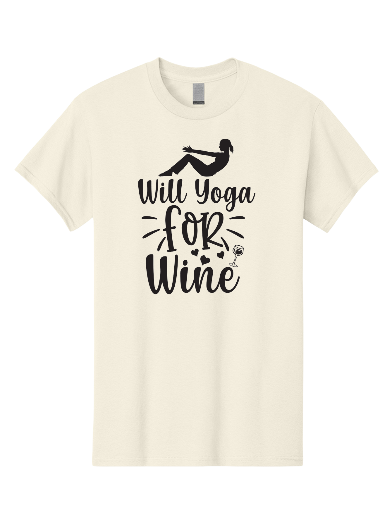 Will-Yoga-For-Wine Men'S Graphic Tee, 100% Cotton, Comfortable Casual Summer Wear, Machine Washable, Yoga Enthusiast, Wine Lover, Fitness Humor, Funny Quote, Yoga For Wine, Wine Glass, Hearts, Relaxed Pose, Zen, Wellness Aad504 5