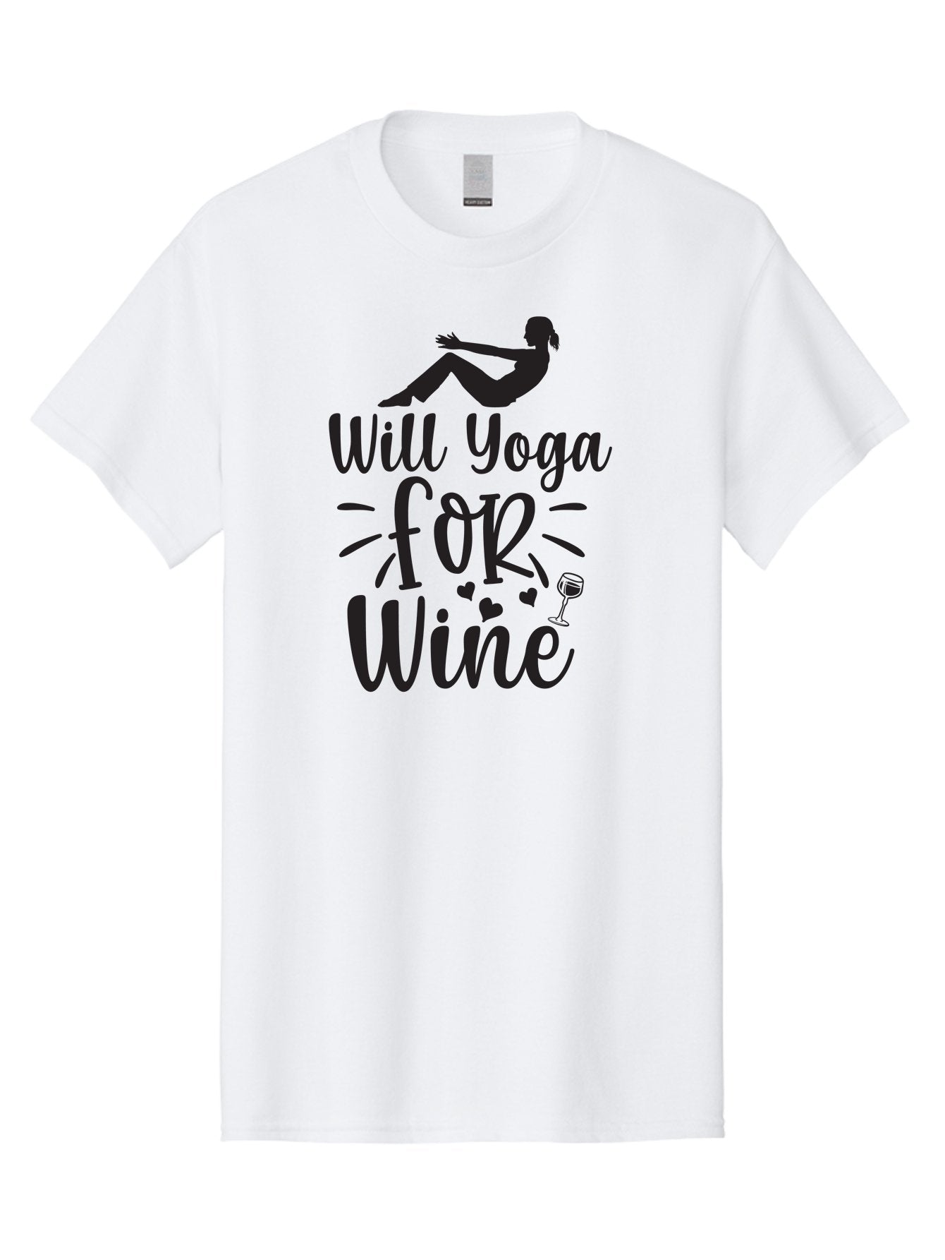 Will-Yoga-For-Wine Men'S Graphic Tee, 100% Cotton, Comfortable Casual Summer Wear, Machine Washable, Yoga Enthusiast, Wine Lover, Fitness Humor, Funny Quote, Yoga For Wine, Wine Glass, Hearts, Relaxed Pose, Zen, Wellness Aad504 7