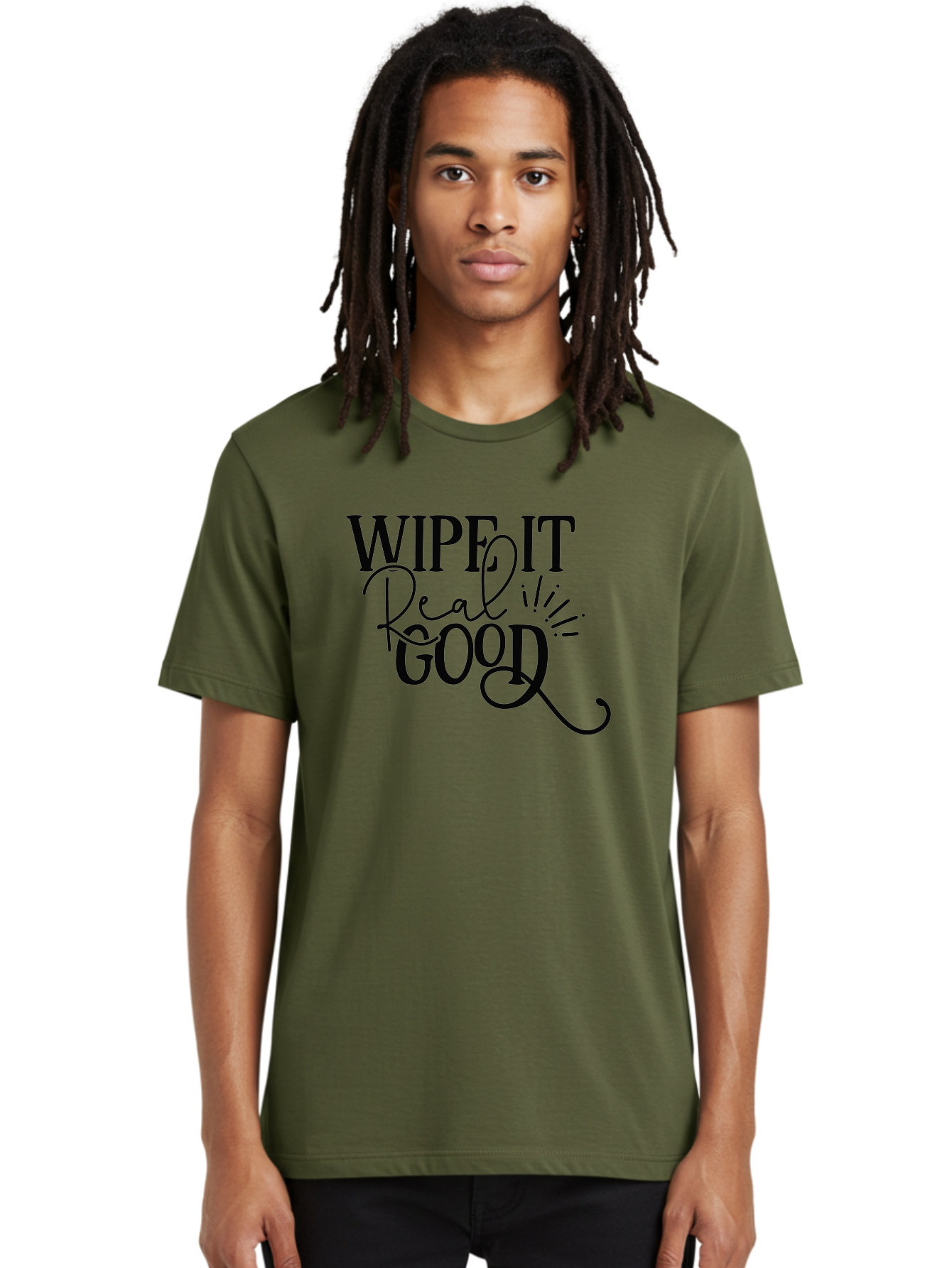 Wipe-It-Real-Good Men'S Graphic Tee, 100% Cotton, Comfortable Casual Summer Wear, Machine Washable, Inspirational Quote, Motivational Phrase, Wipe It Real Good, Typographic Art, Bold Text, Cursive Script, Motivational Quotes, Funny Sayings, Aad505 4