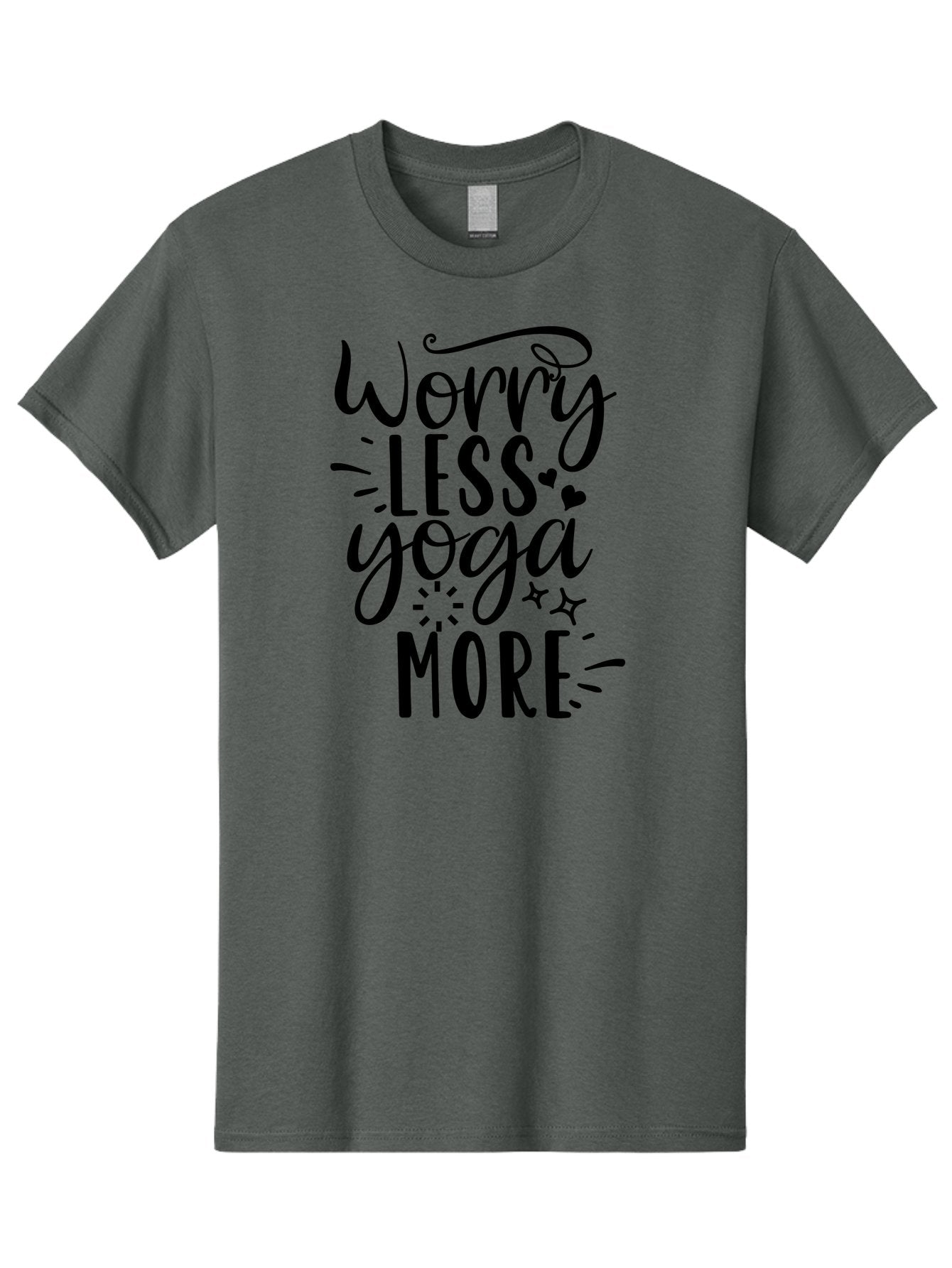 Worry-Less-Yoga-More Men'S Graphic Tee, 100% Cotton, Comfortable Casual Summer Wear, Machine Washable, Yoga Motivation, Mindfulness Quotes, Worry Less, Yoga More, Inspirational Sayings, Motivational Phrases, Wellness Quotes, Aad508
