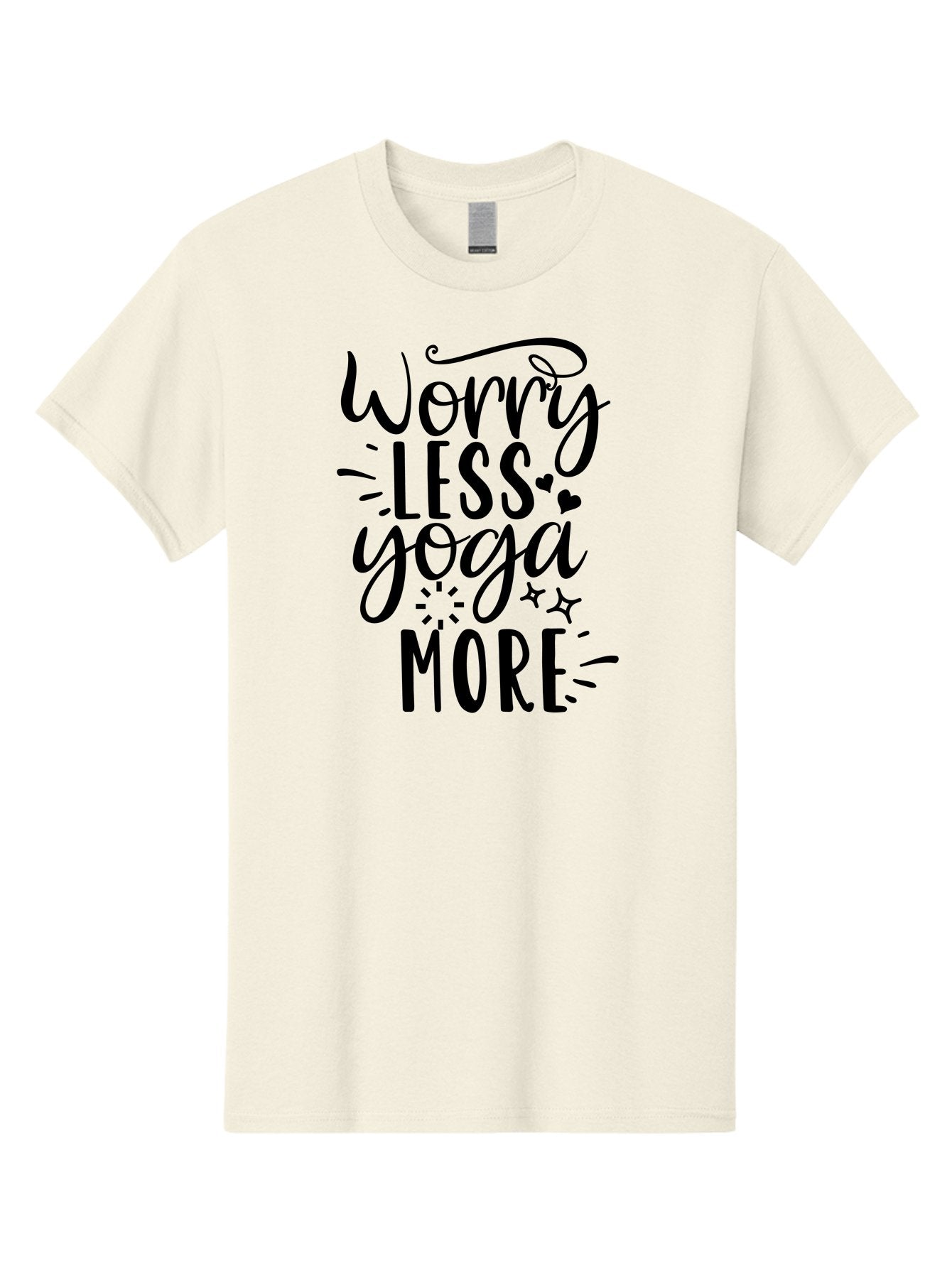 Worry-Less-Yoga-More Men'S Graphic Tee, 100% Cotton, Comfortable Casual Summer Wear, Machine Washable, Yoga Motivation, Mindfulness Quotes, Worry Less, Yoga More, Inspirational Sayings, Motivational Phrases, Wellness Quotes, Aad508