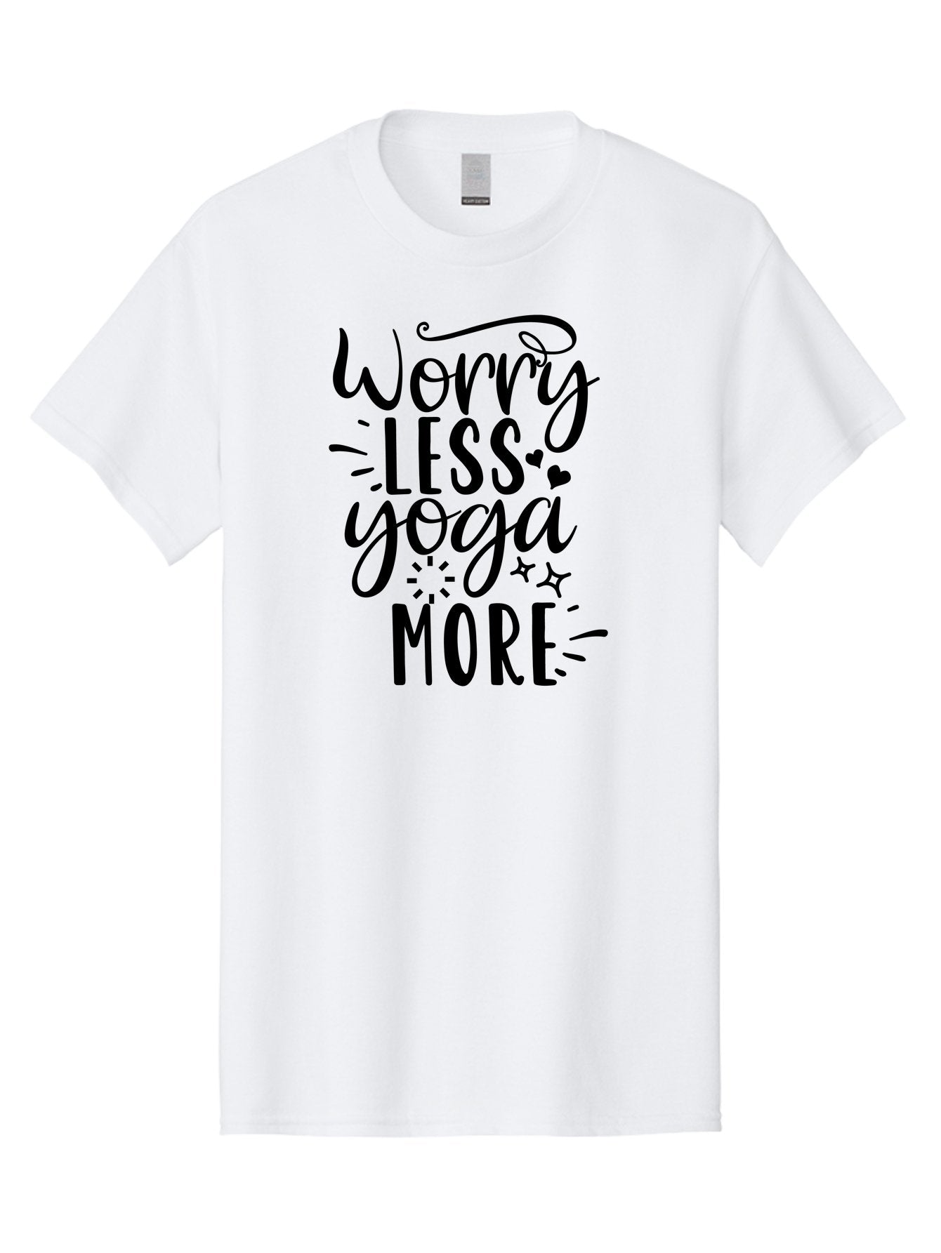 Worry-Less-Yoga-More Men'S Graphic Tee, 100% Cotton, Comfortable Casual Summer Wear, Machine Washable, Yoga Motivation, Mindfulness Quotes, Worry Less, Yoga More, Inspirational Sayings, Motivational Phrases, Wellness Quotes, Aad508 11